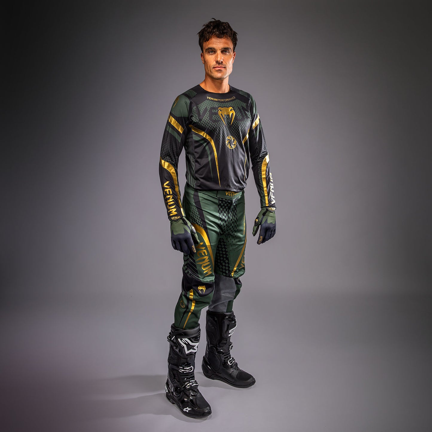Venum MX Challenger Motorsportsbroek - Zwart/Groen/Goud