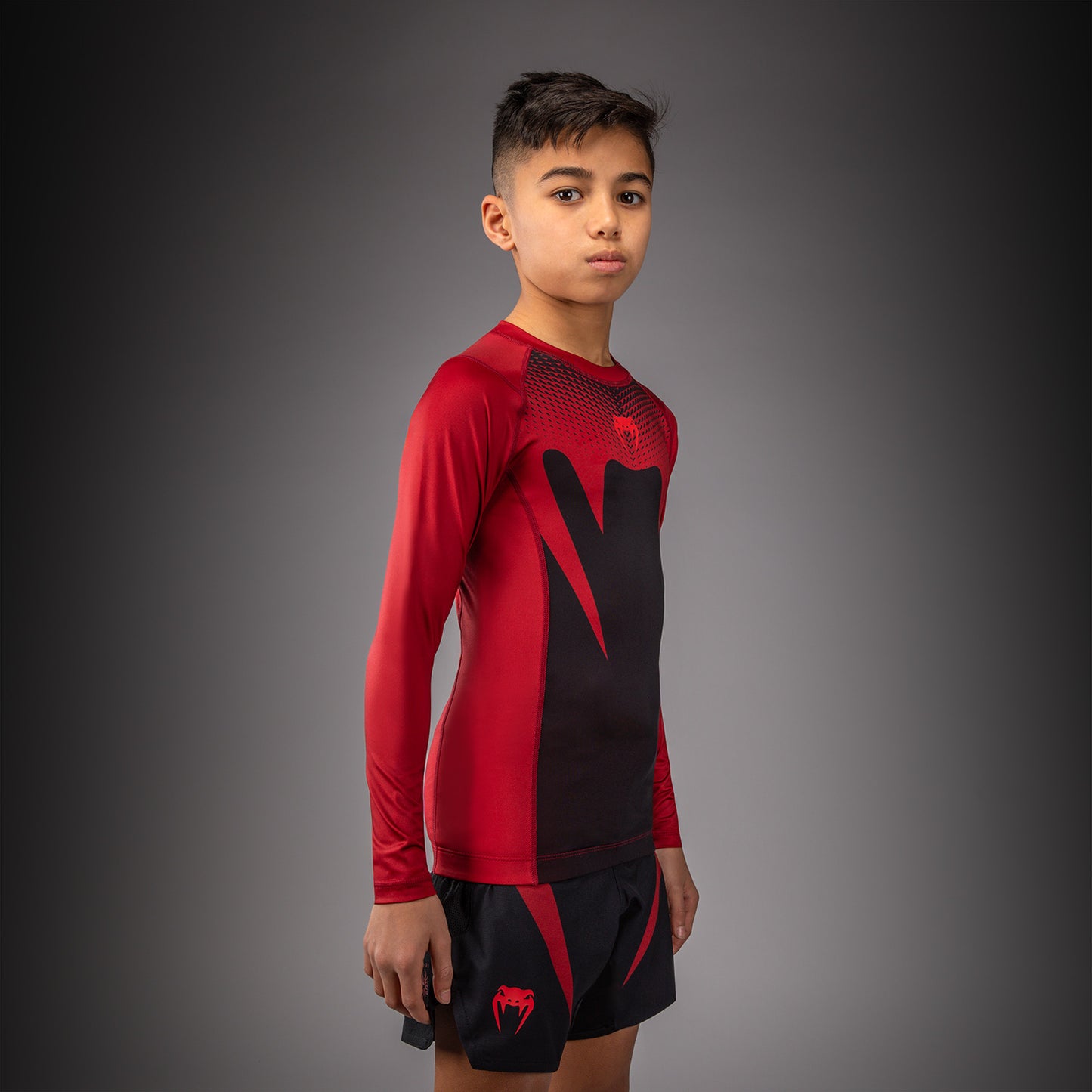 Venum Attack Rashguard met Lange Mouwen voor Kinderen - Zwart/Rood