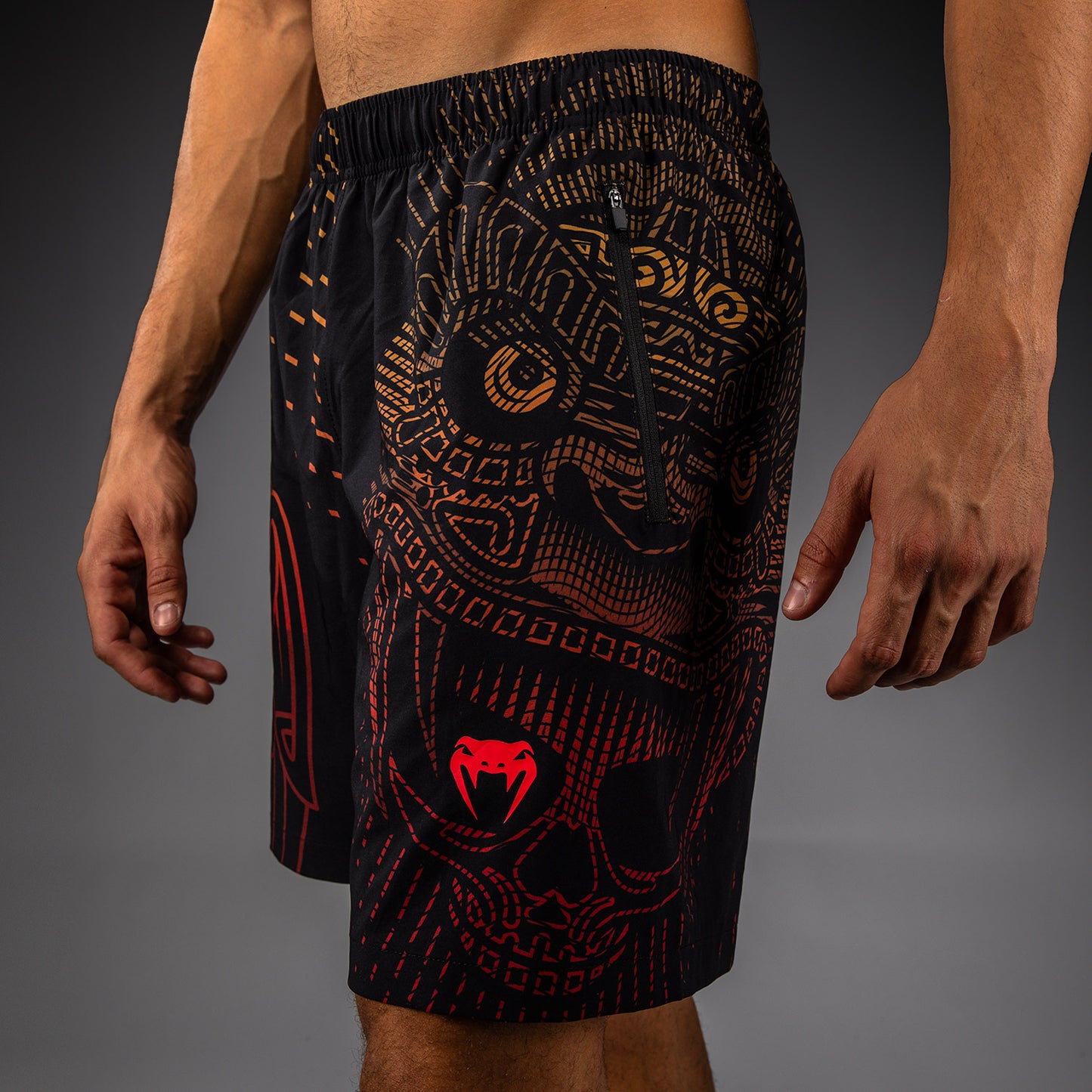 Venum Quetzal Fury Trainingsshorts - Zwart/Fury Rood/Tangerine