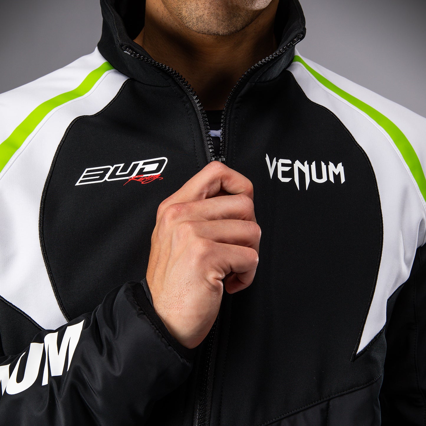 Venum x Bud Racing Herenjas - Zwart/Wit/Limoengroen