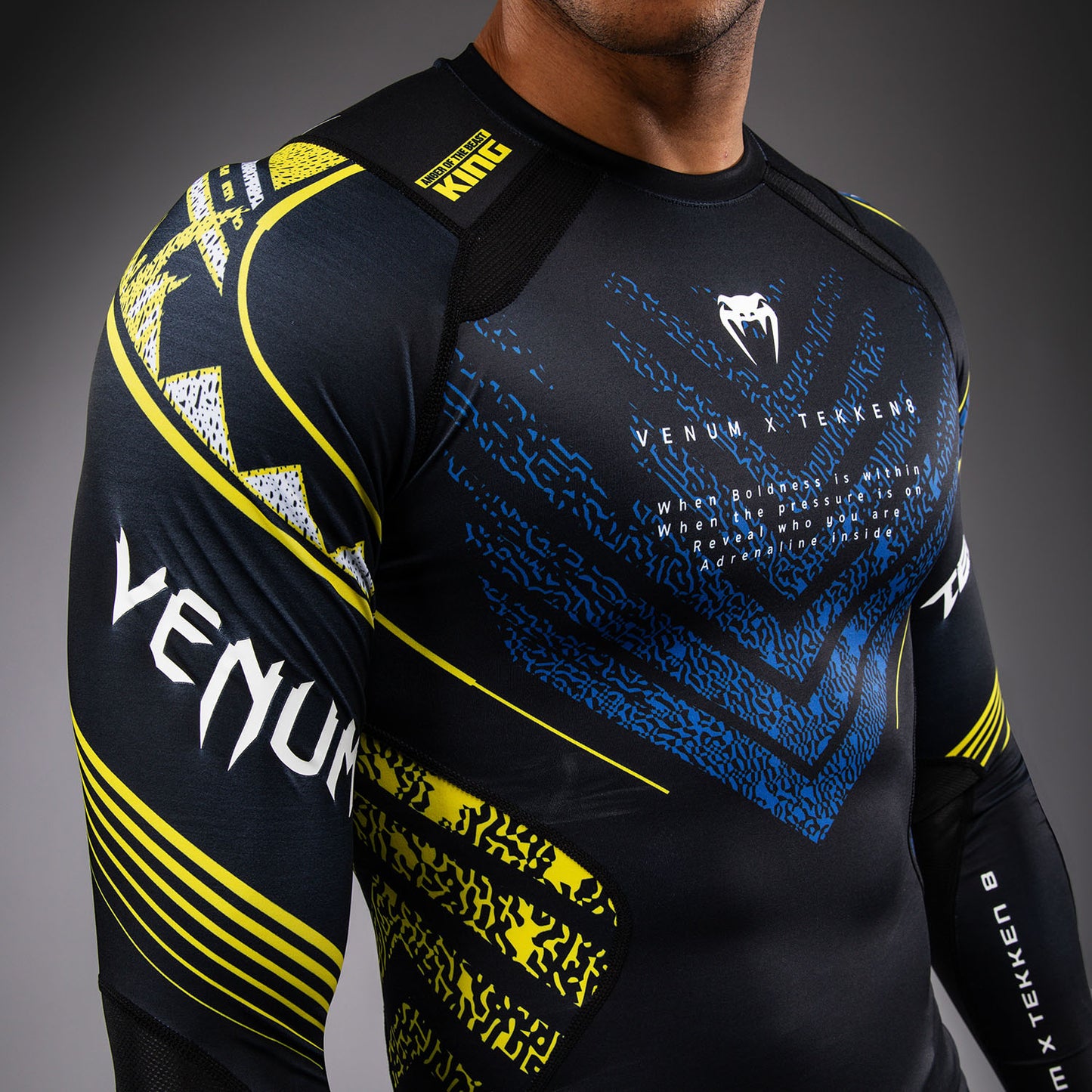 Venum x TEKKEN 8 Rashguard met Lange Mouwen - King - Zwart/Geel