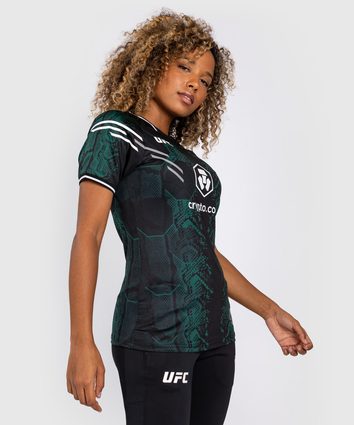 UFC Adrenaline by Venum Personalized Authentic Fight Night Vrouwen Walkout Jersey - Emerald Edition - Groen/Zwart