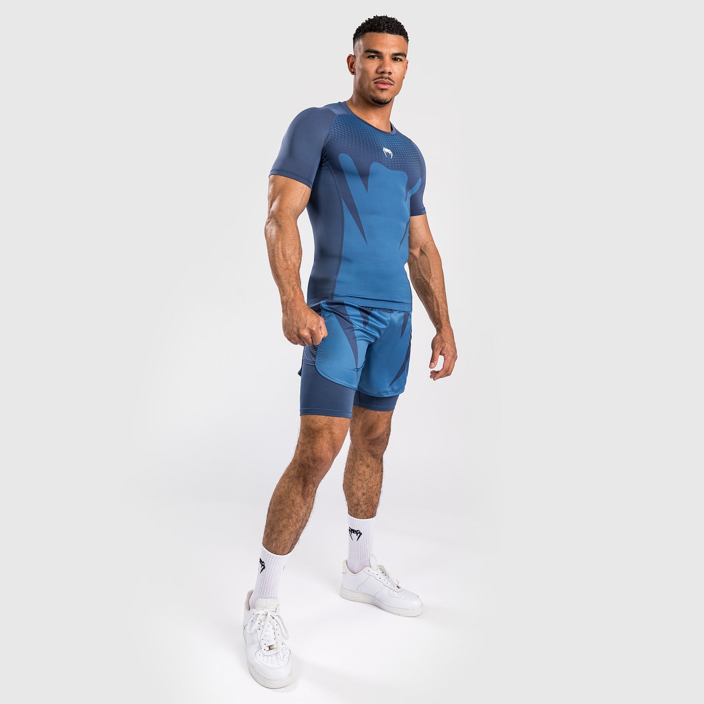 Venum Attack Heren Korte Mouw Rashguard - Marineblauw