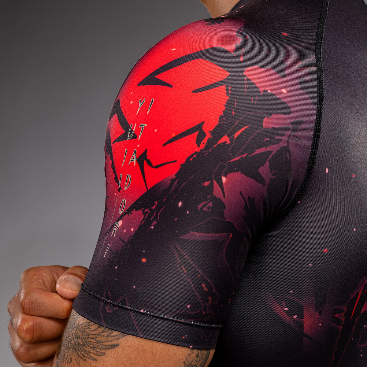Jujutsu Kaisen x Venum Itadori Rashguard met korte mouwen – Zwart/Rood