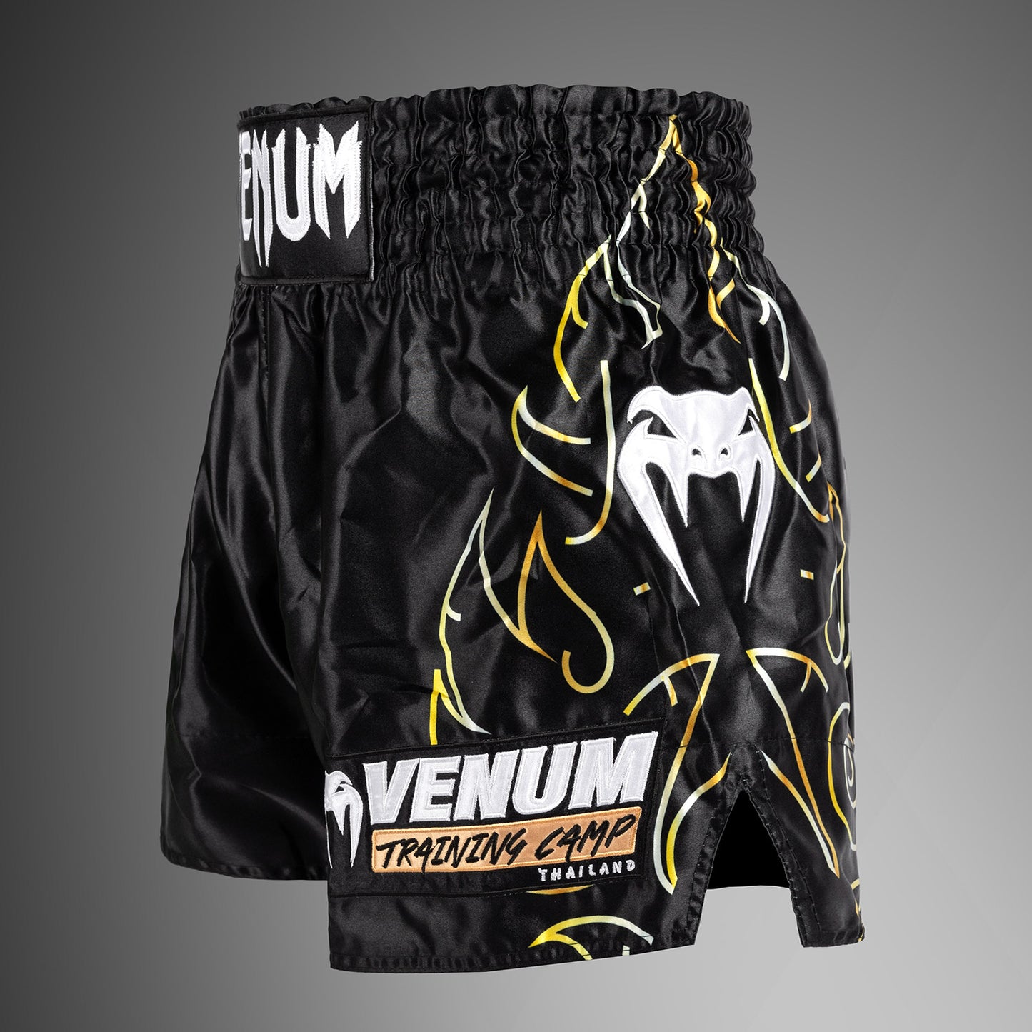 Venum VTC Flames Muay Thai Shorts - Zwart/Goud
