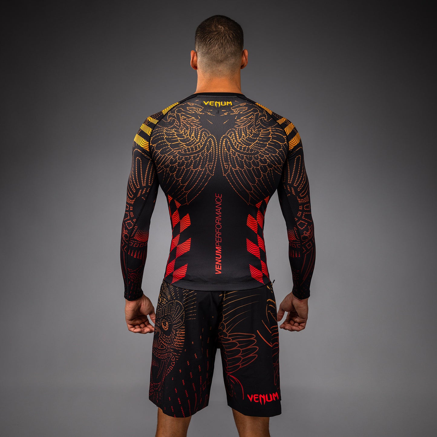 Venum Quetzal Fury Lange Mouw Rashguard - Zwart/Fury Rood/Tangerine