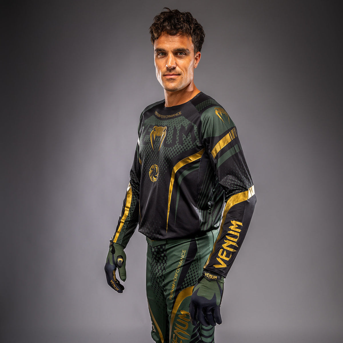 Venum MX Challenger Motorsportsshirt - Zwart/Groen/Goud