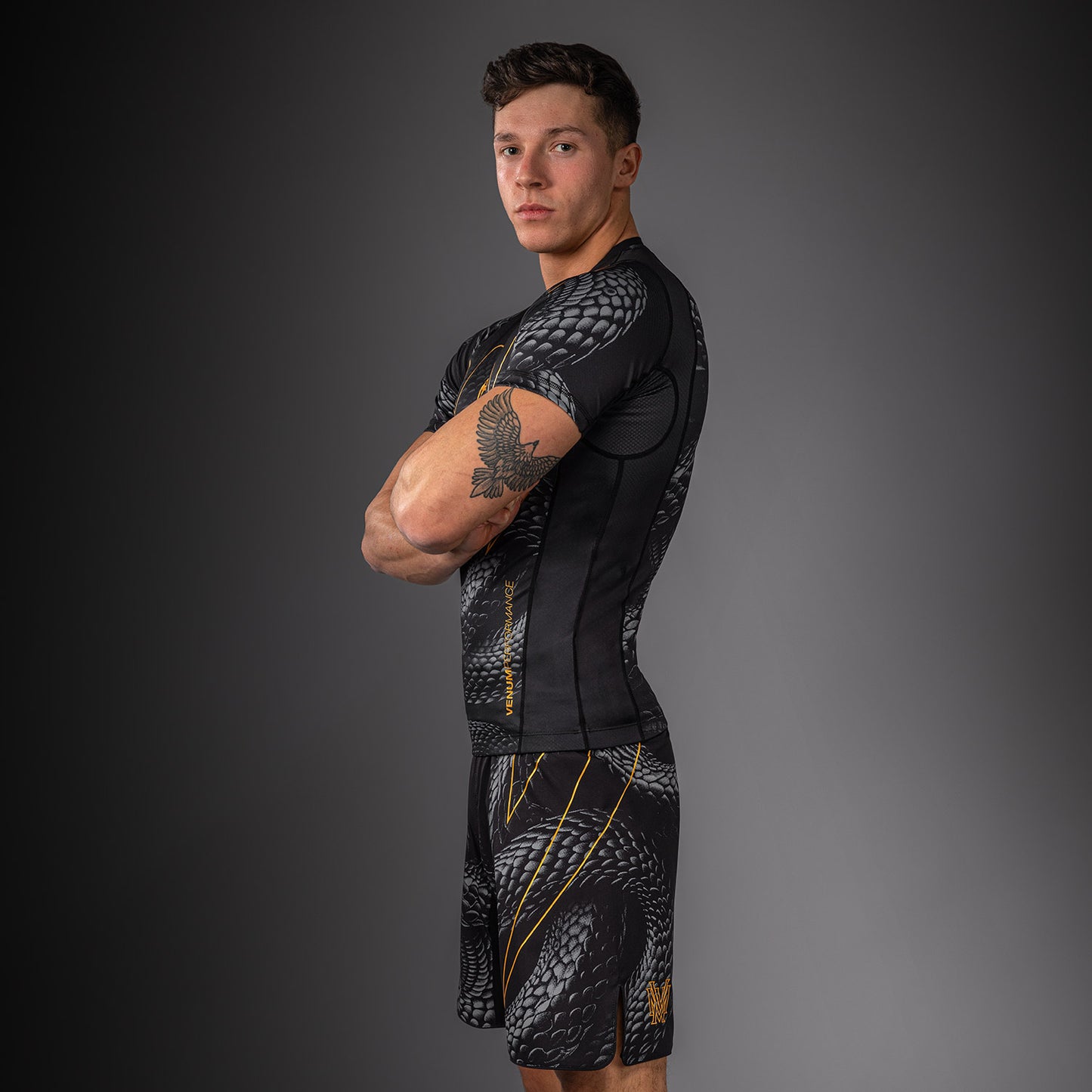 Venum Matupa Rashguard met korte mouwen - Zwart/Grijs/Goud