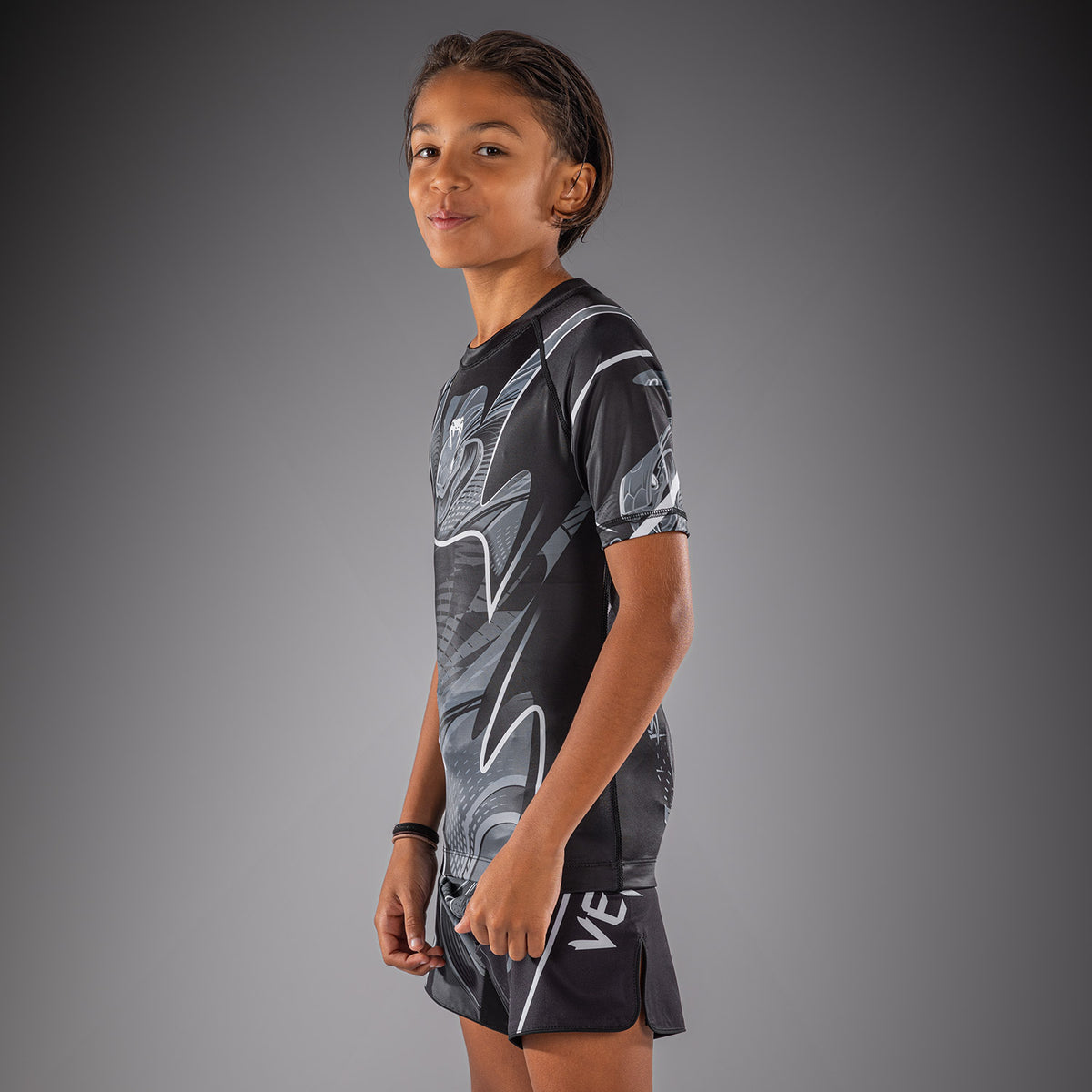 Venum Crimson Viper 2.0 Rashguard met korte mouwen voor kinderen - Zwart/Grijs