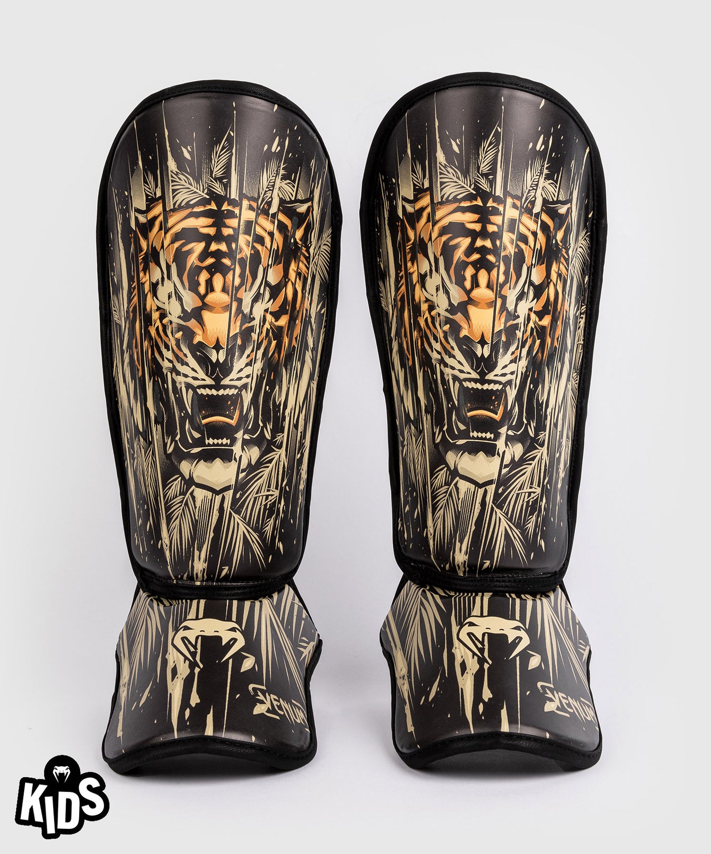 Venum Tiger Kids Schenenschermers - Zwart / Neon Oranje