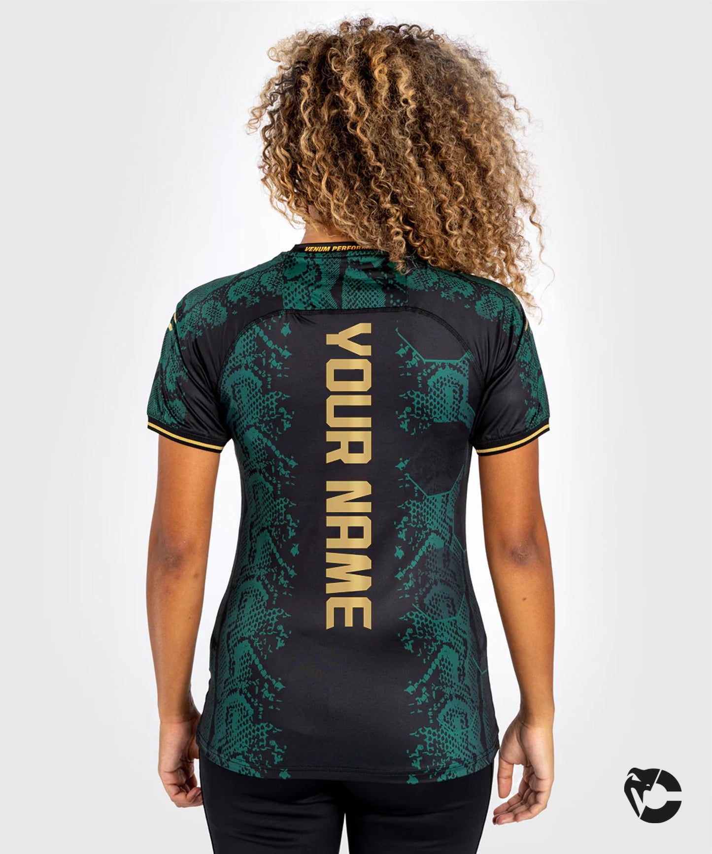 UFC Adrenaline by Venum Personalized Authentic Fight Night Women's Walkout Jersey - Emerald Edition - Groen/Zwart/Goud