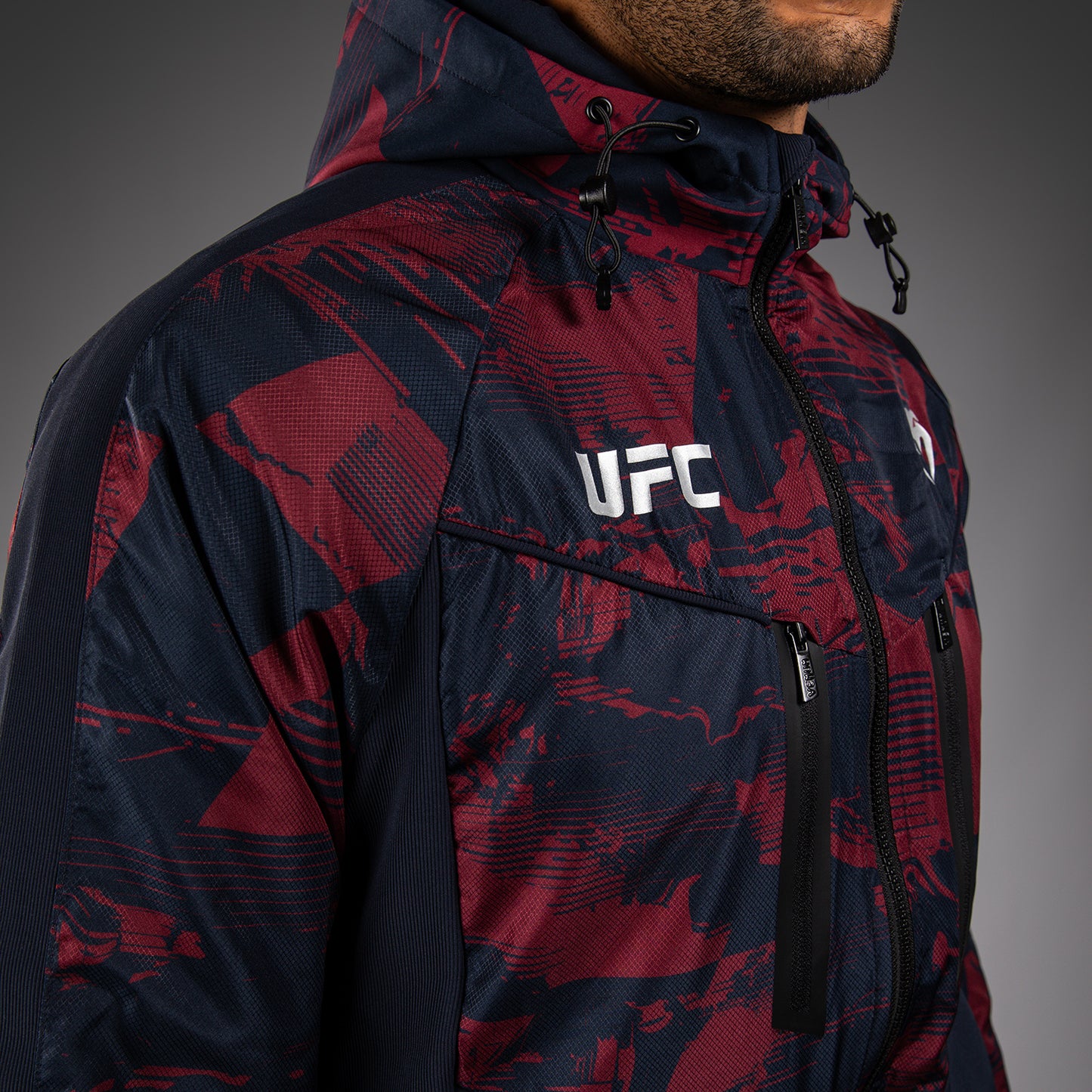 UFC Zenith by Venum Authentic Fight Week Zip Hoodie Heren - Marineblauw/Bordeauxrood/Zilver