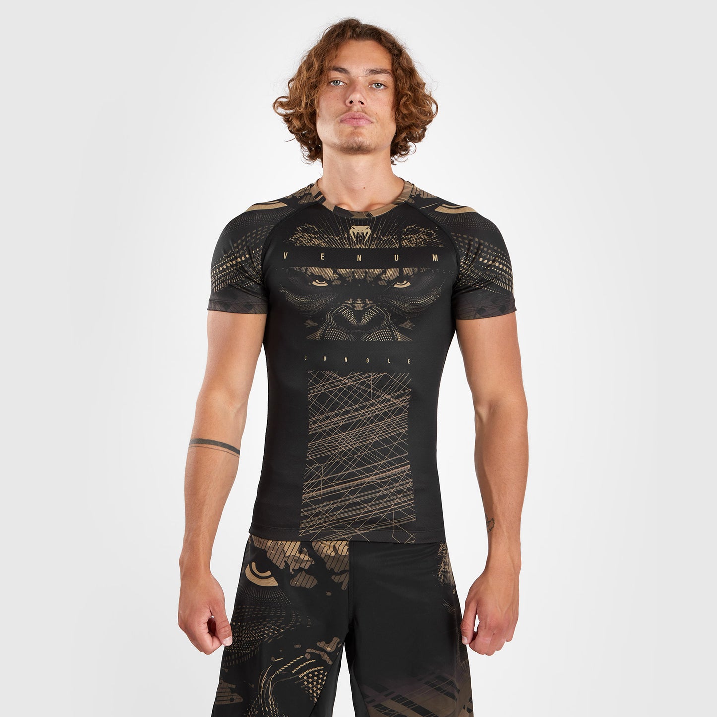 Venum Gorilla Jungle Rashguard Korte Mouwen - Zwart/Zand