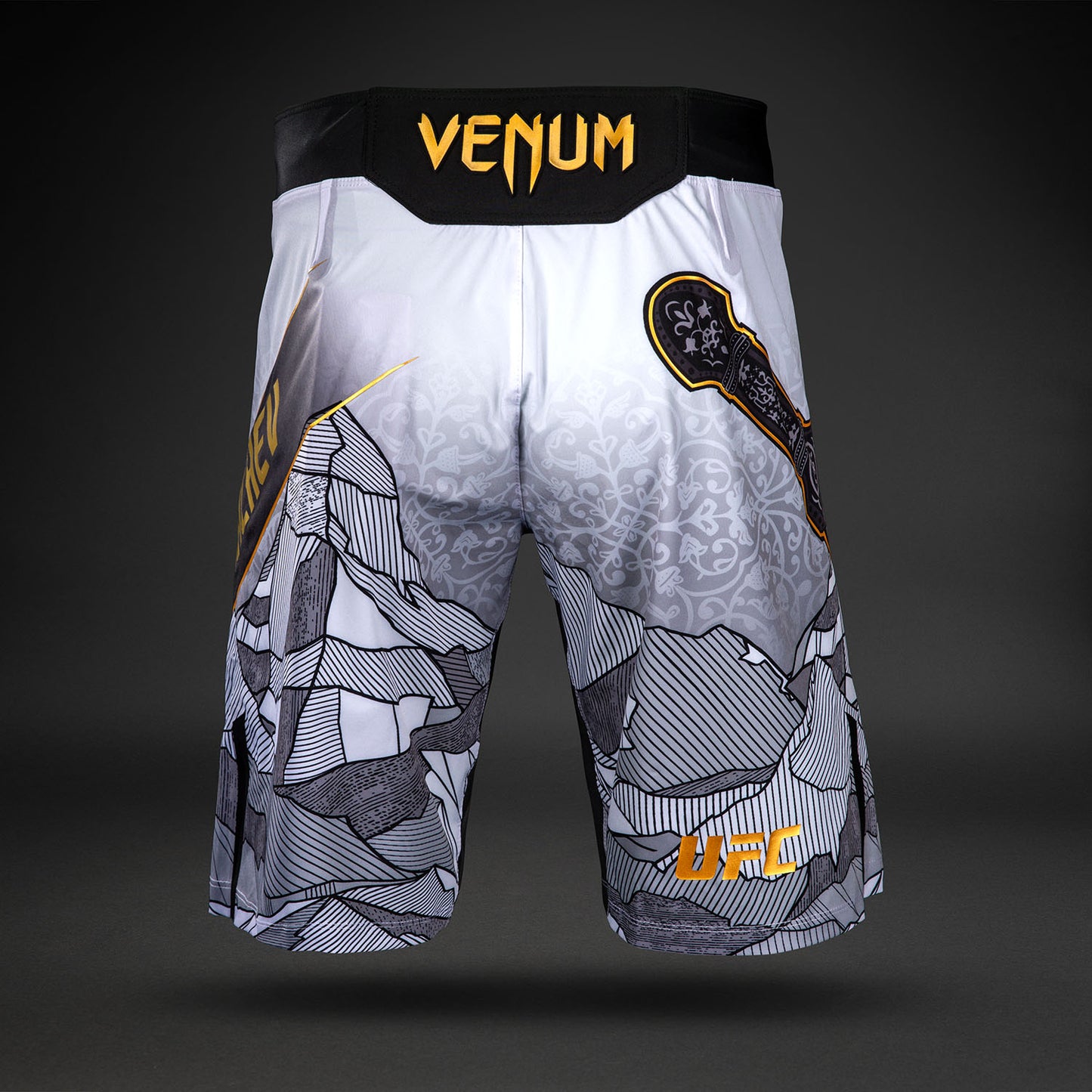 UFC Unrivaled by Venum Islam Makhachev Mannen Gevechtsshort - Wit/Zwart