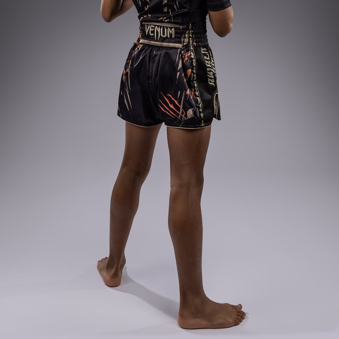 Venum Tiger Kids Muay Thai Shorts - Zwart / Neon Oranje