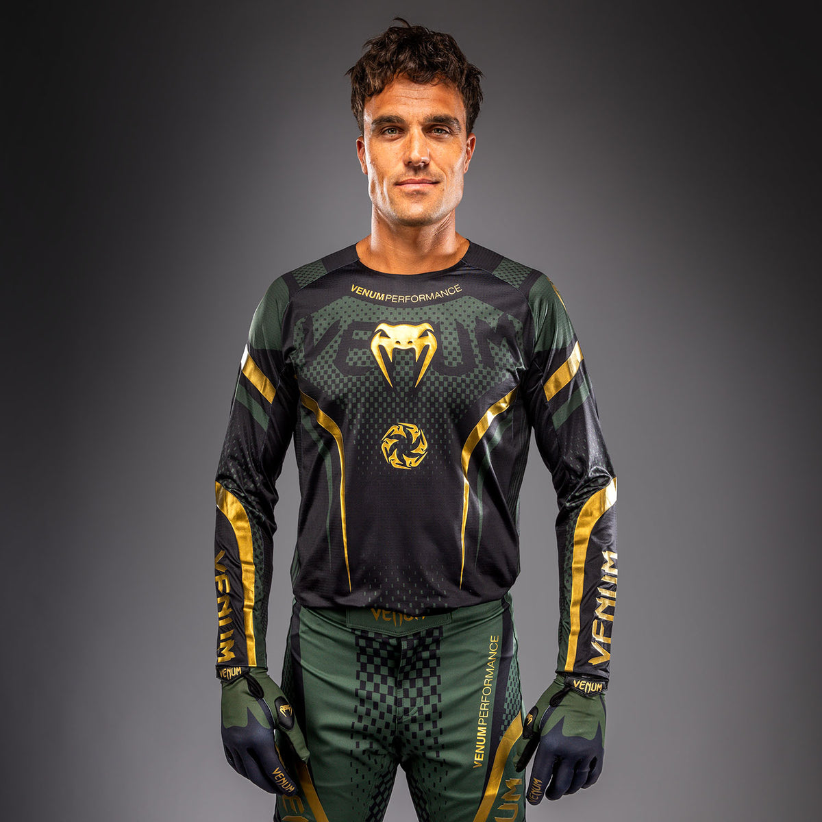 Venum MX Challenger Motorsportsshirt - Zwart/Groen/Goud