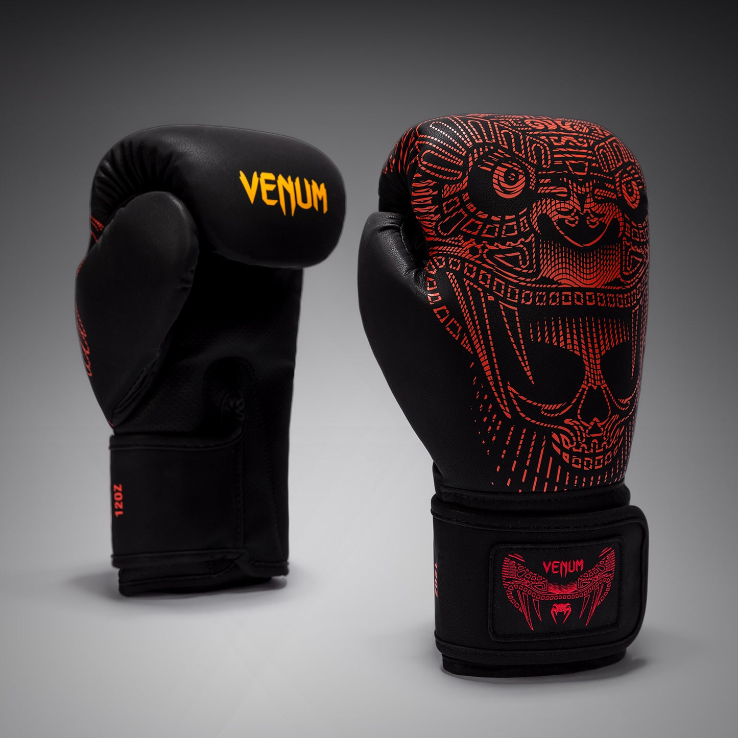 Venum Quetzal Fury Bokshandschoenen - Zwart/Fury Rood/Tangerine