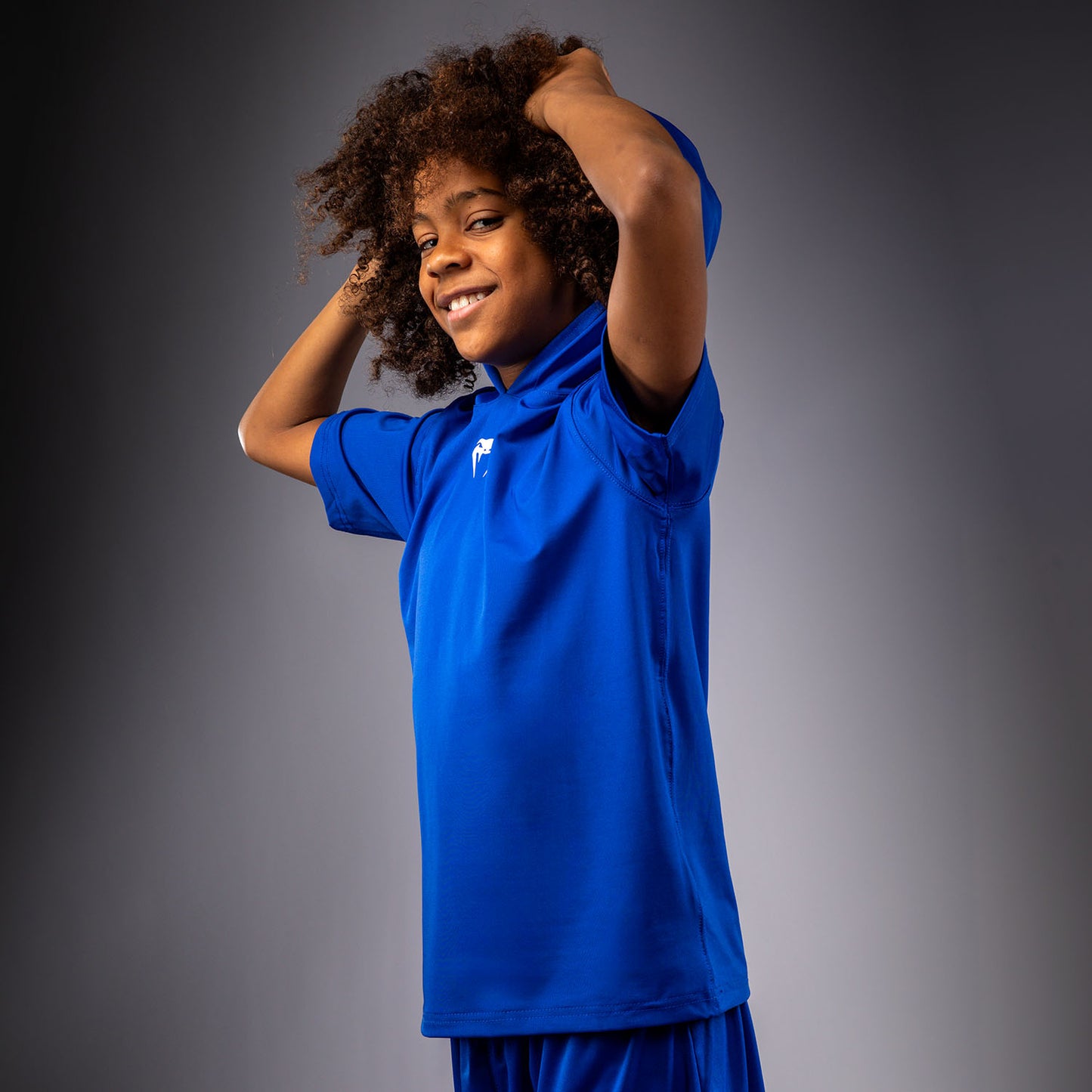 Venum Elite Dry-Tech Hoodie met korte mouwen voor kinderen - Koningsblauw