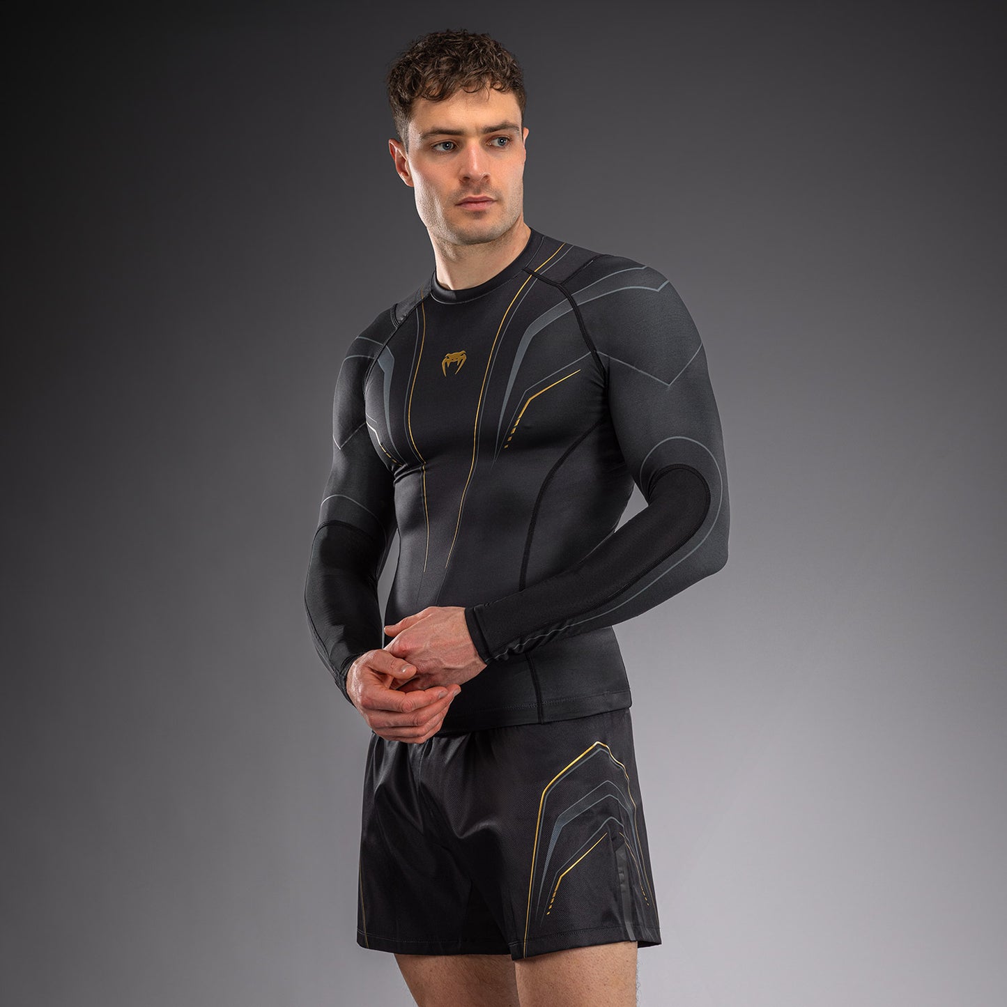 Venum Streamline Rashguard met lange mouwen – Zwart/Goud