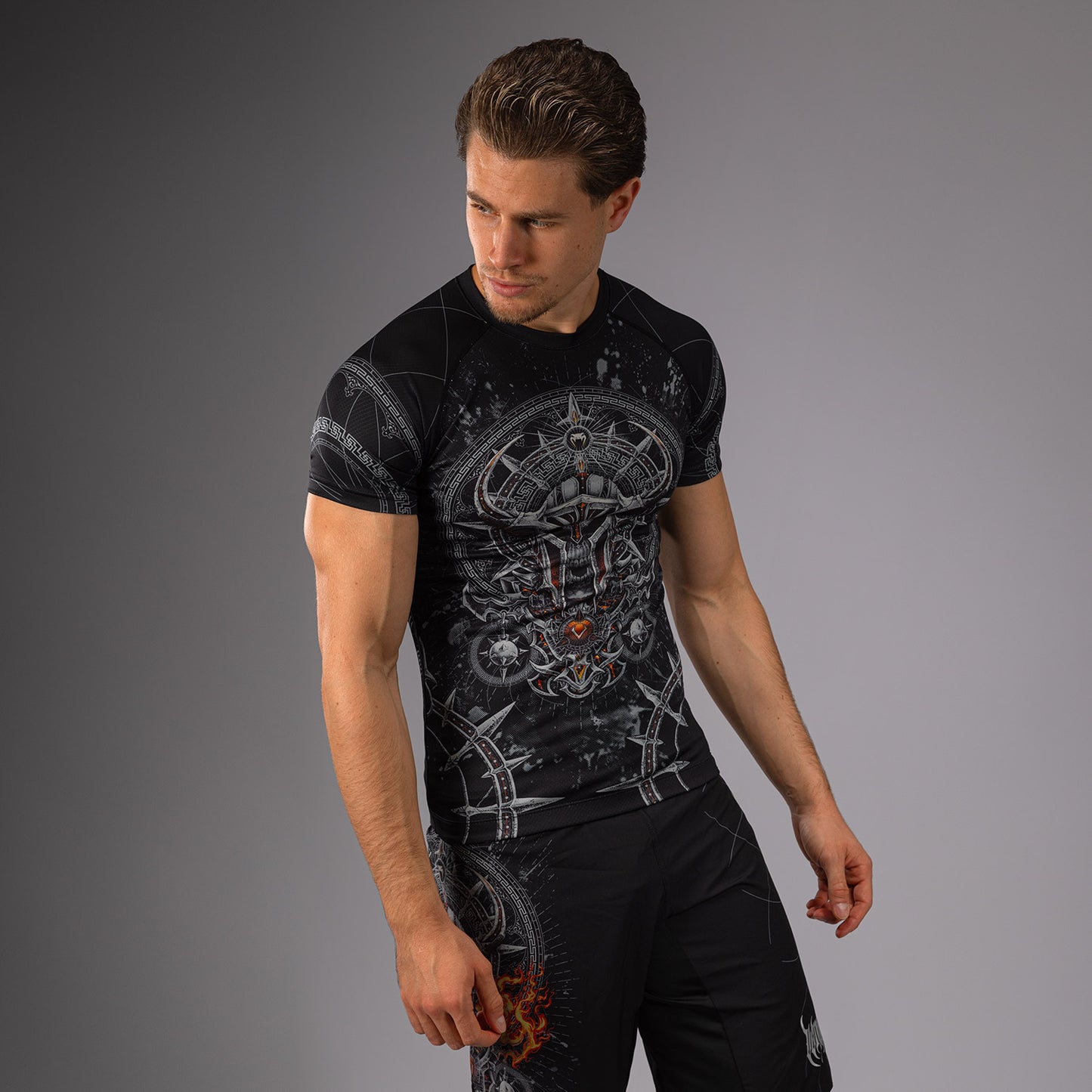 Venum Gladiator 5.0 Heren Korte Mouw Rashguard - Zwart/Zilver