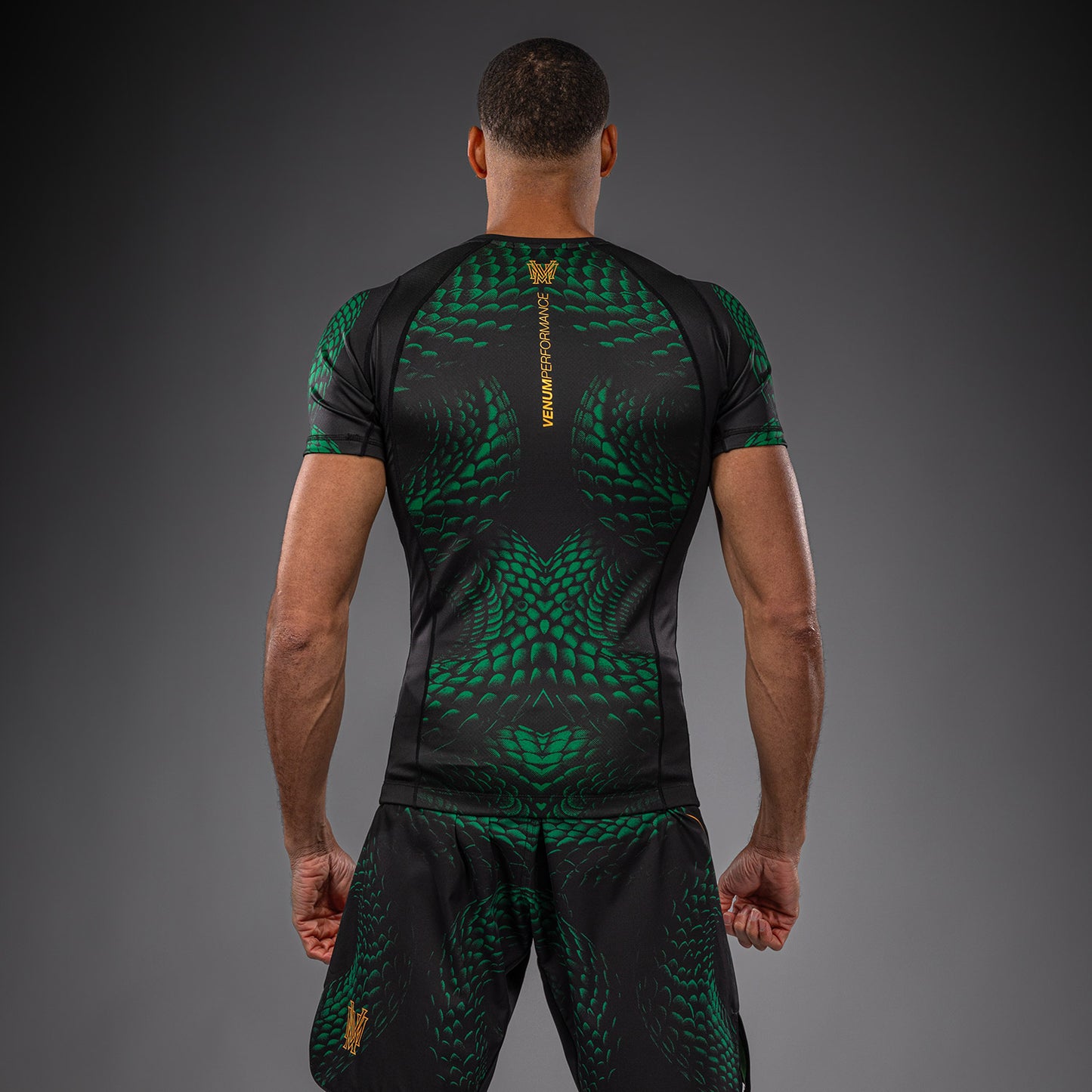Venum Matupa Rashguard met korte mouwen - Zwart/Groen/Goud