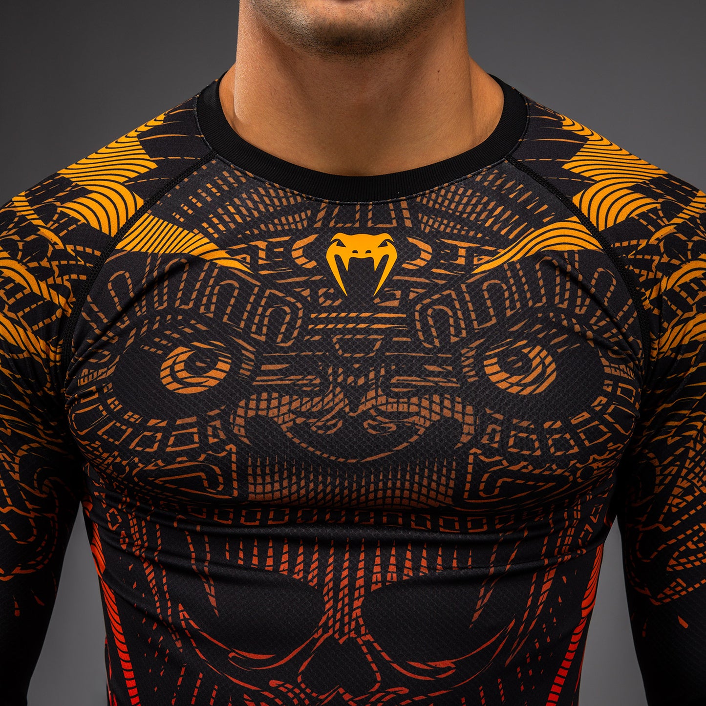Venum Quetzal Fury Lange Mouw Rashguard - Zwart/Fury Rood/Tangerine