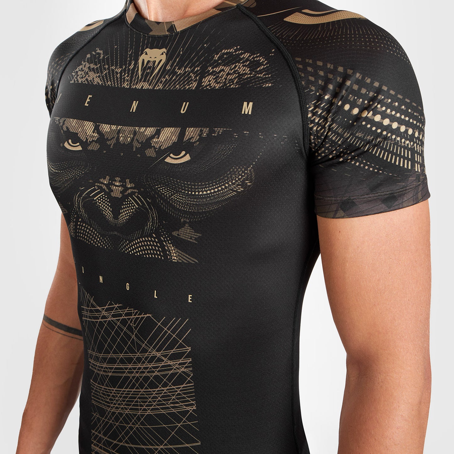 Venum Gorilla Jungle Rashguard Korte Mouwen - Zwart/Zand