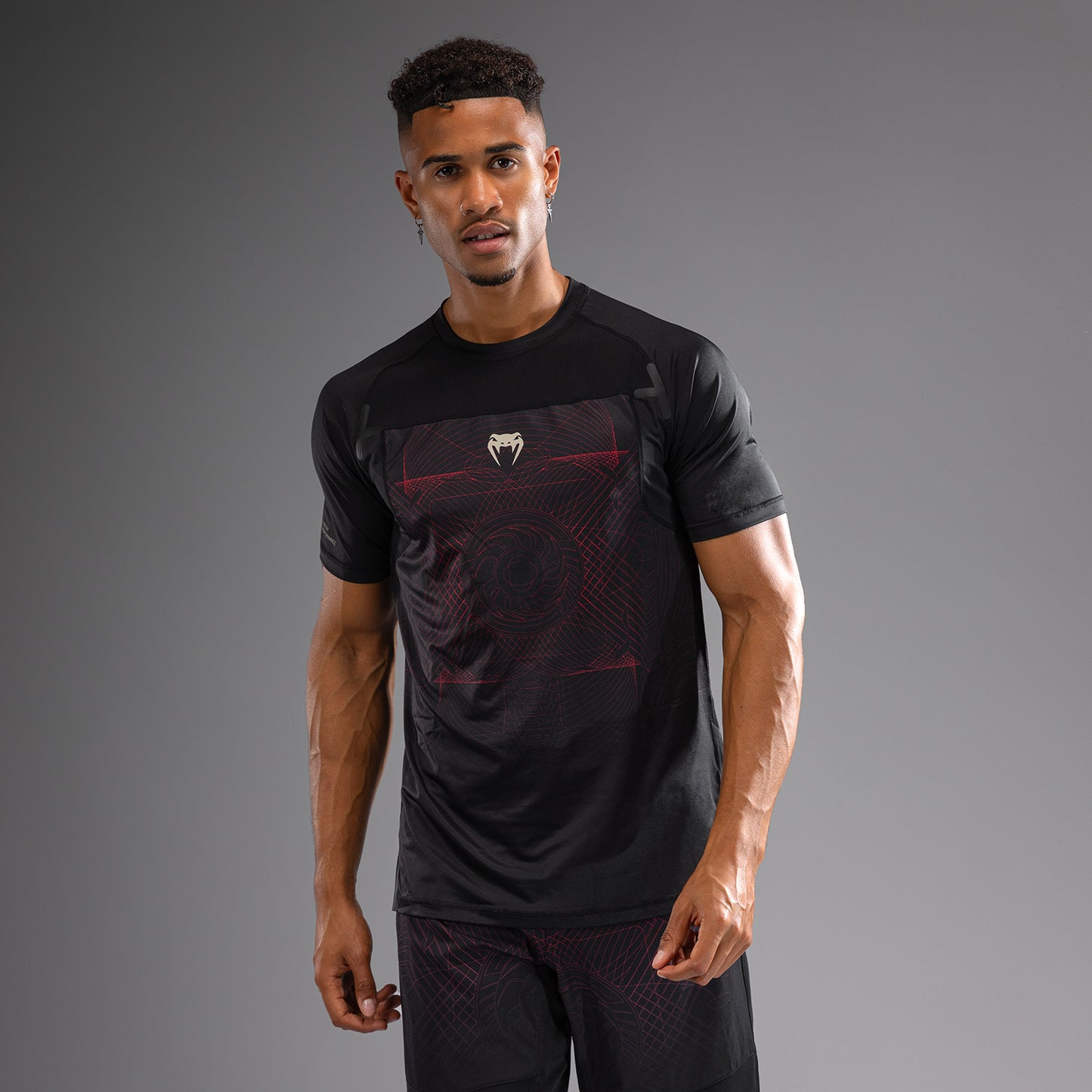 Venum G-Fit Air T-Shirt Heren Dry-Tech - Diepzwart / Vuurrood