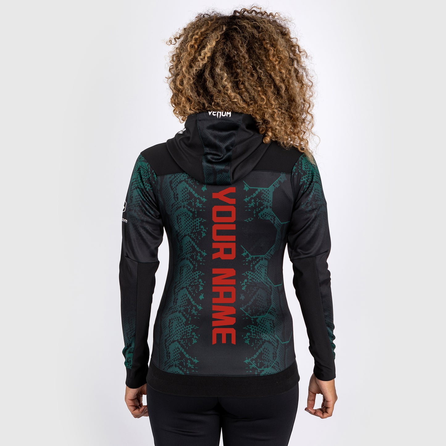 UFC Adrenaline by Venum Personalized Authentic Fight Night Vrouwen Walkout Hoodie - Emerald Edition - Groen/Zwart