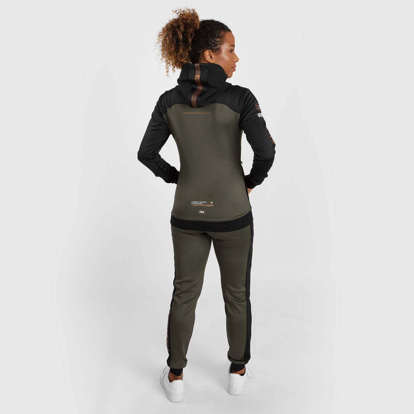 UFC Adrenaline by Venum Fight Week Hoodie met rits voor Dames - Khaki/Brons