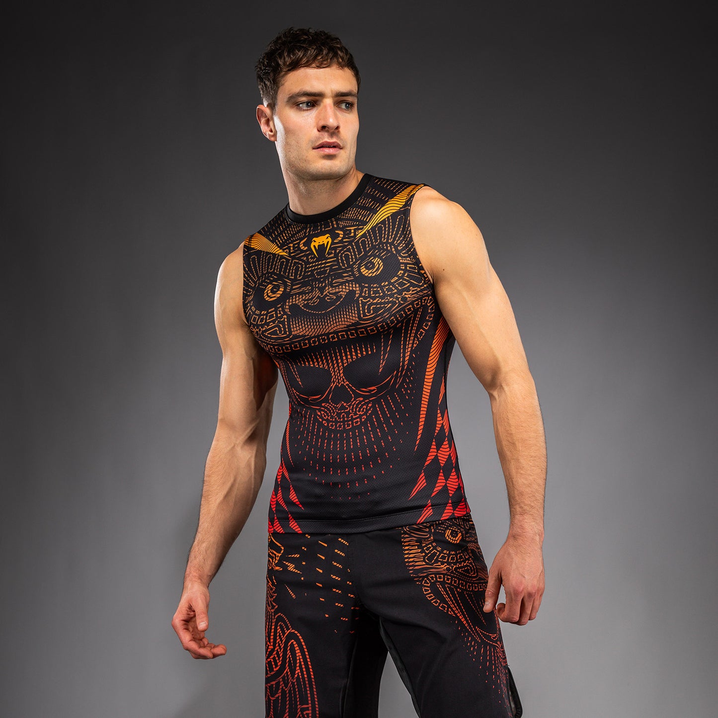 Venum Quetzal Fury Mouwloos Rashguard - Zwart/Fury Rood/Tangerine