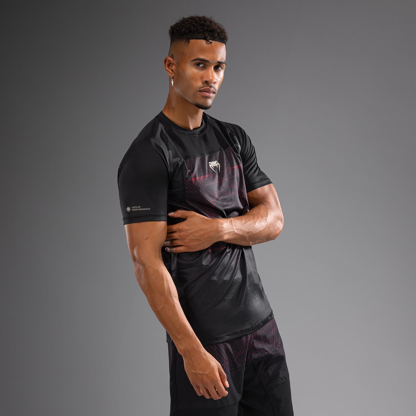 Venum G-Fit Air T-Shirt Heren Dry-Tech - Diepzwart / Vuurrood