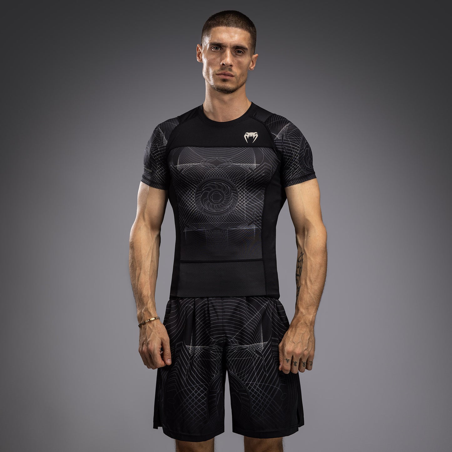 Venum G-Fit Air Korte Mouw Rashguard Heren - Diepzwart / Woestijnzand