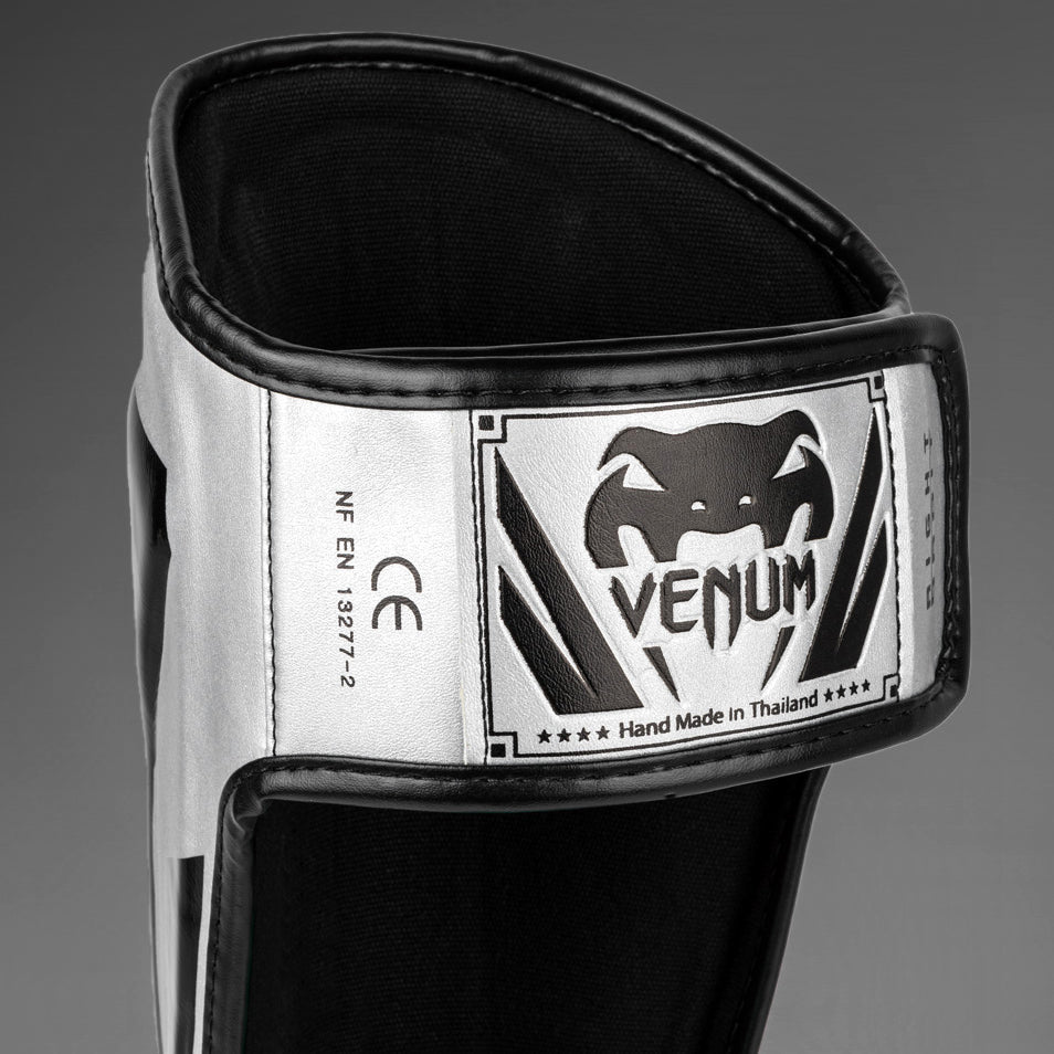 Venum Elite Scheenbeschermers - Zilver/Zwart