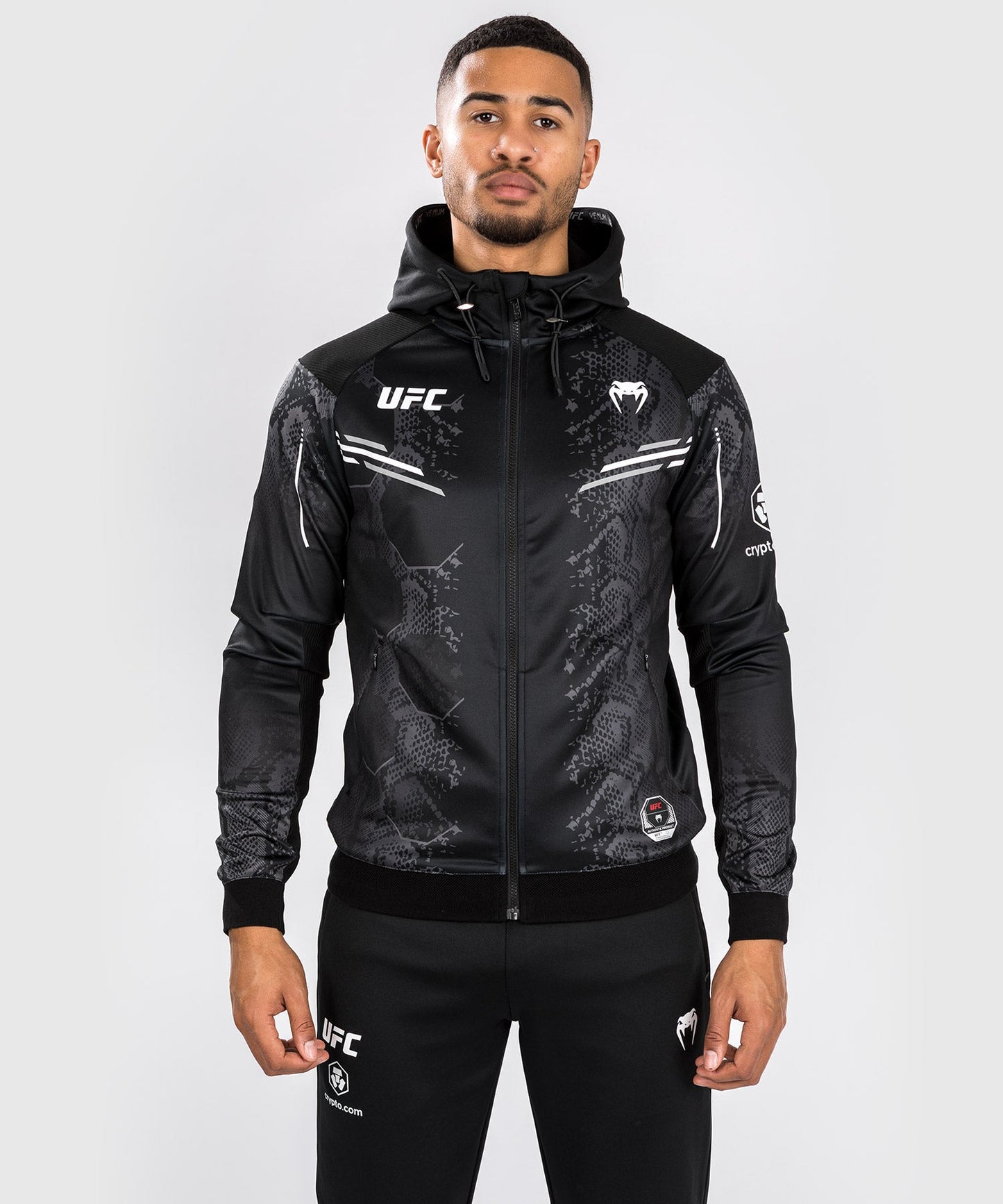 UFC Adrenaline by Venum Gepersonaliseerde Authentic Fight Night Heren Walkout Hoodie - Zwart
