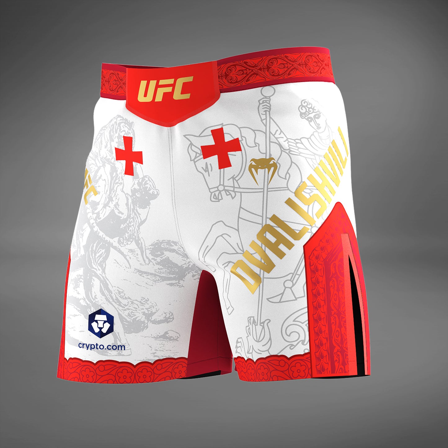 UFC Unrivaled by Venum Merab Dvalishvili Mannen Gevechtsshort - Wit/Ro -  Venum Nederland