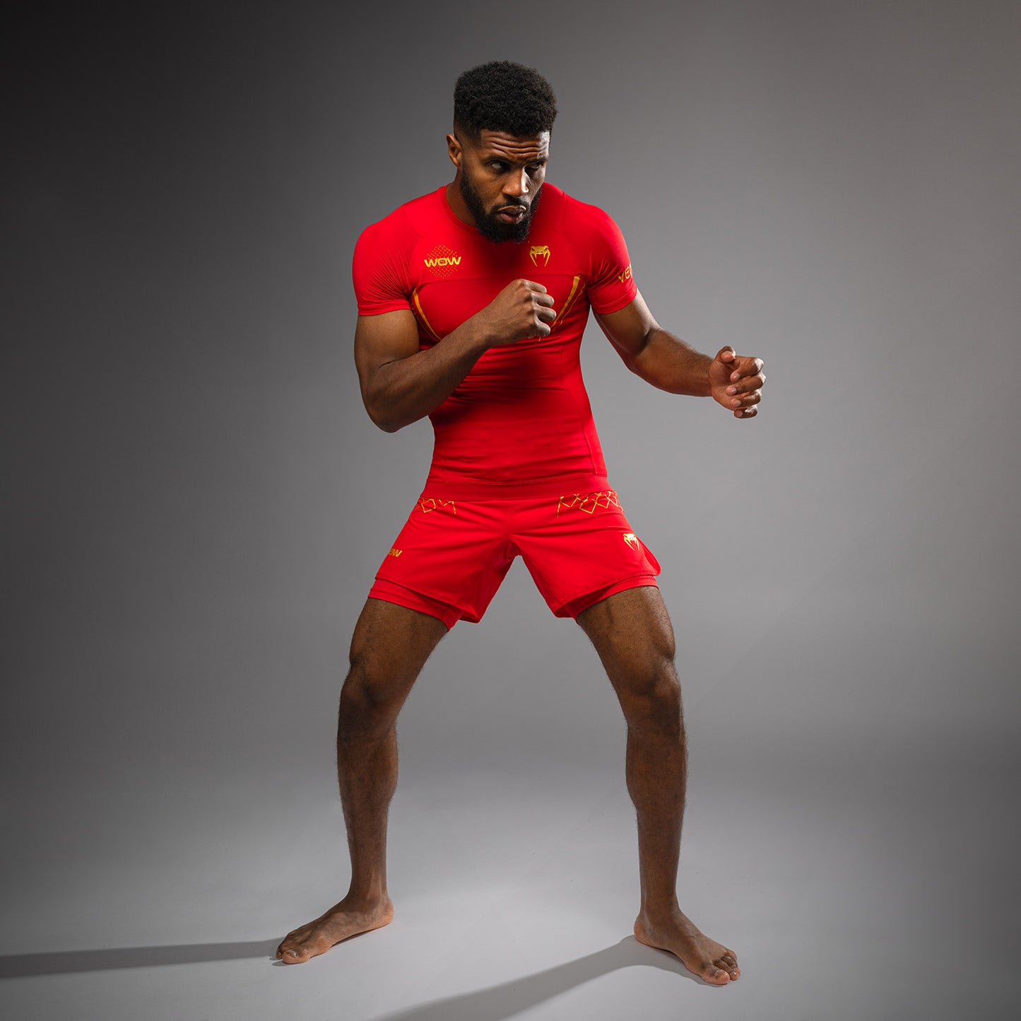 Venum x WOW FC Fury Red/ Gold Short Sleeve Rashguard