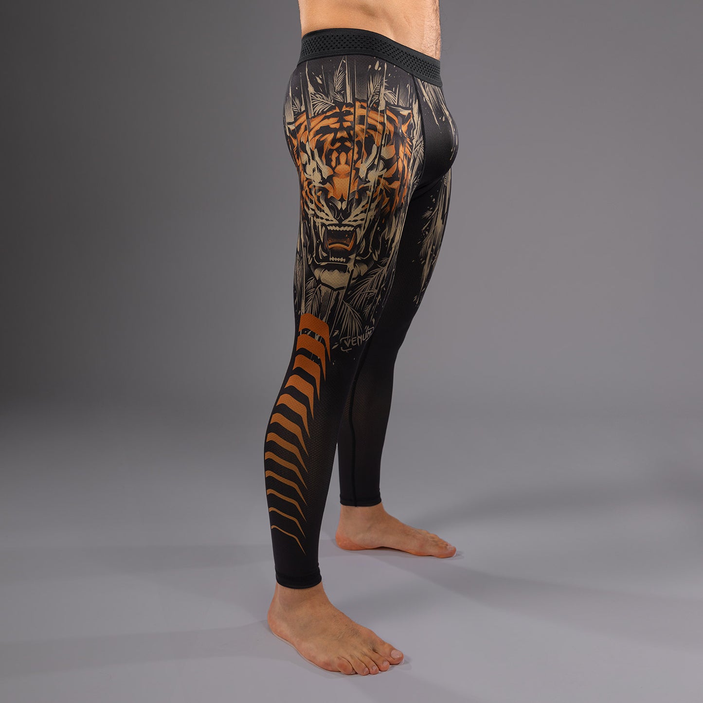Venum Tiger Compressie Leggings Heren - Zwart / Neon Oranje