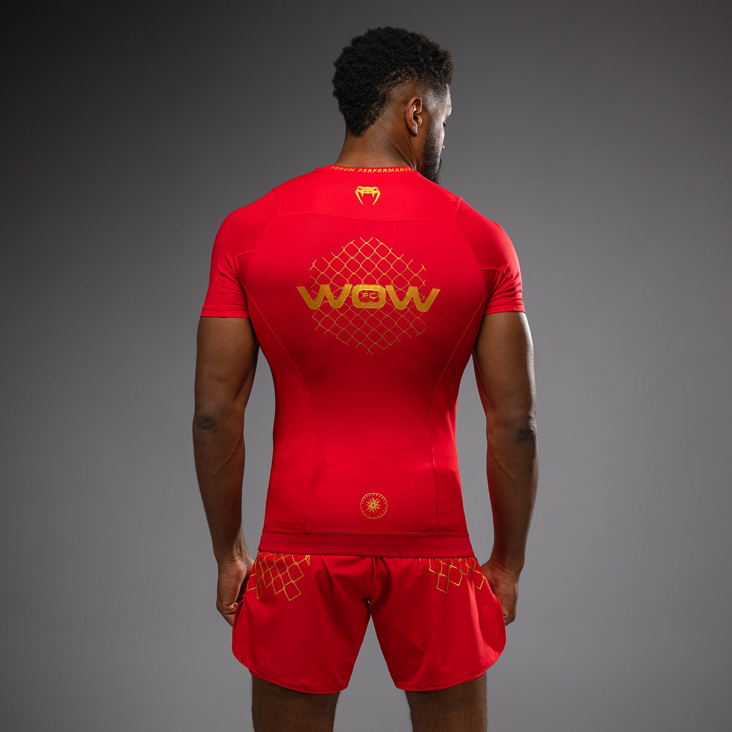 Venum x WOW FC Fury Red/ Gold Short Sleeve Rashguard