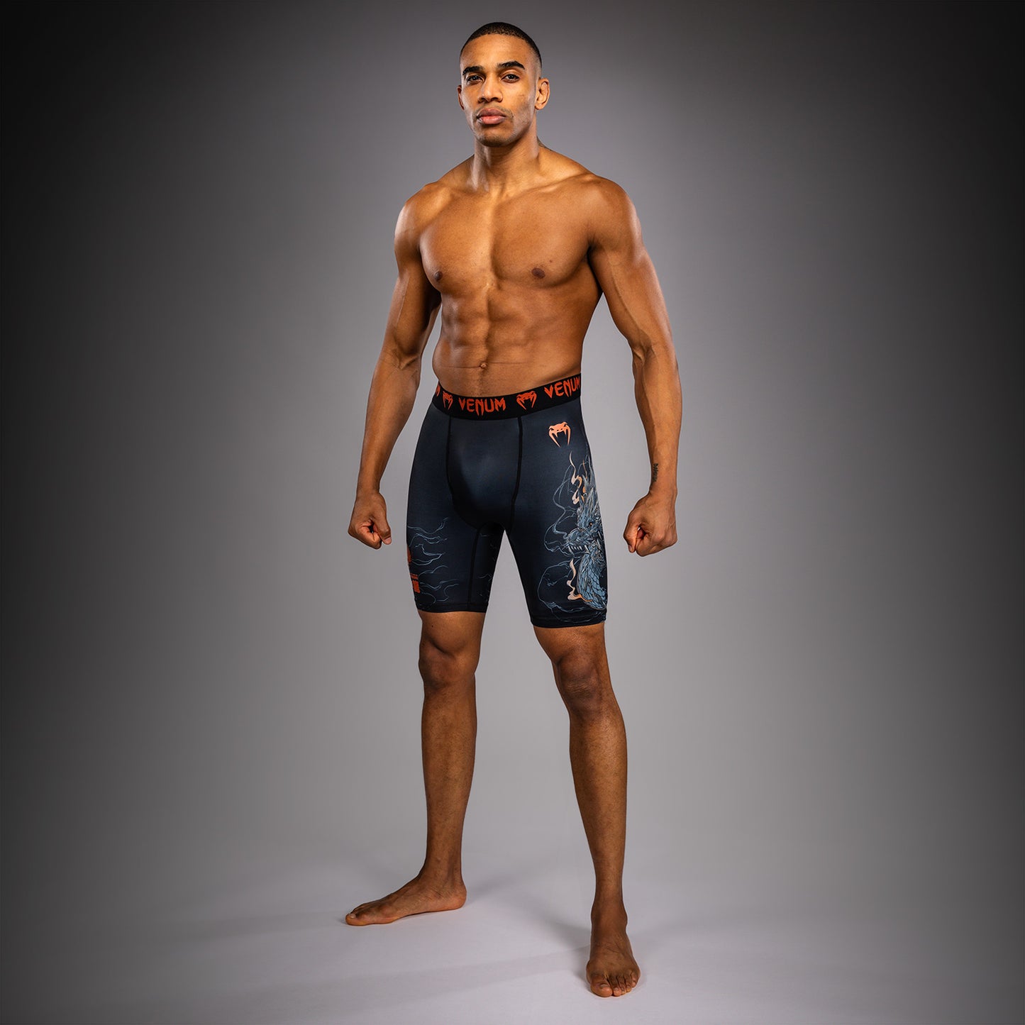Venum Thunder Dragon Compressieshort – Zwart/Grijs/Koper