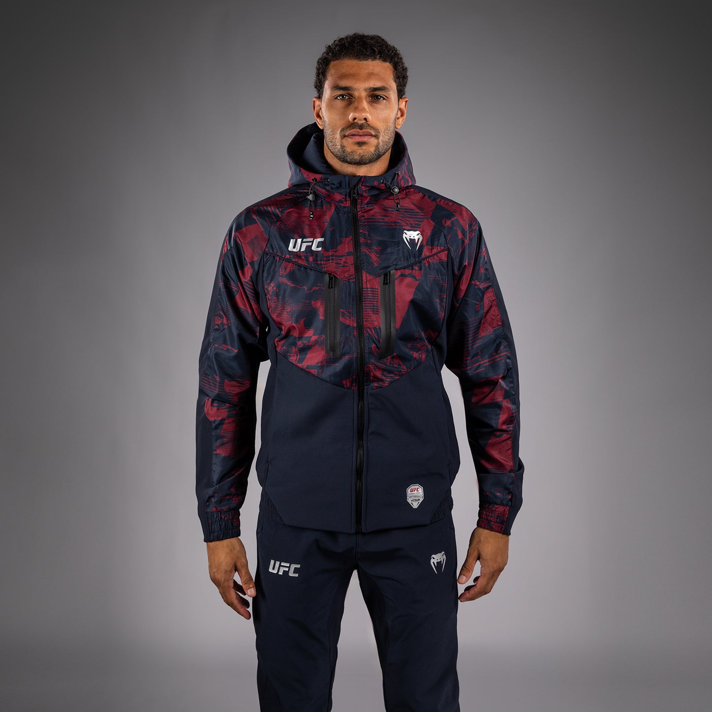 UFC Zenith by Venum Authentic Fight Week Zip Hoodie Heren - Marineblauw/Bordeauxrood/Zilver