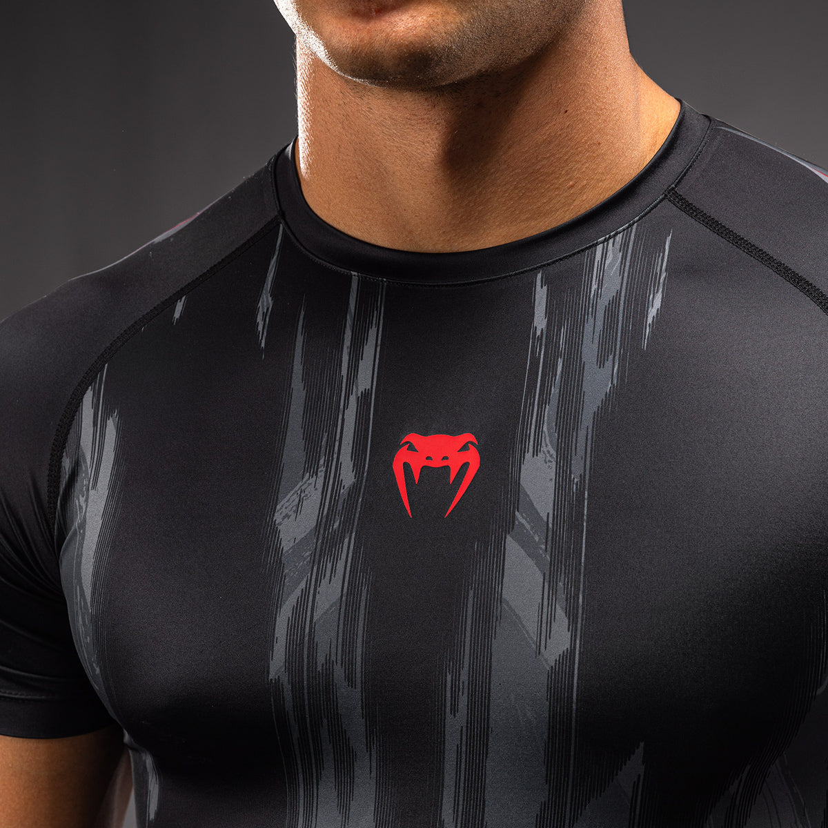 Venum Demon Rashguard met Korte Mouwen - Zwart/Grijs
