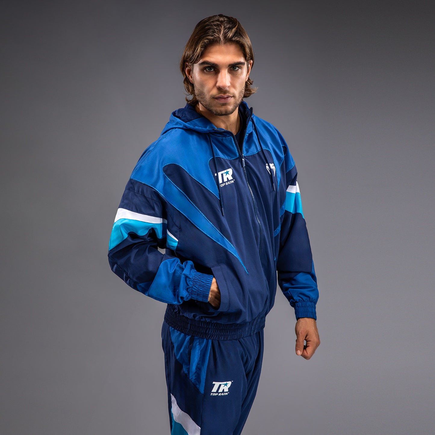 Venum x Top Rank Original Heren Fleece Jacket met Kap - Marineblauw
