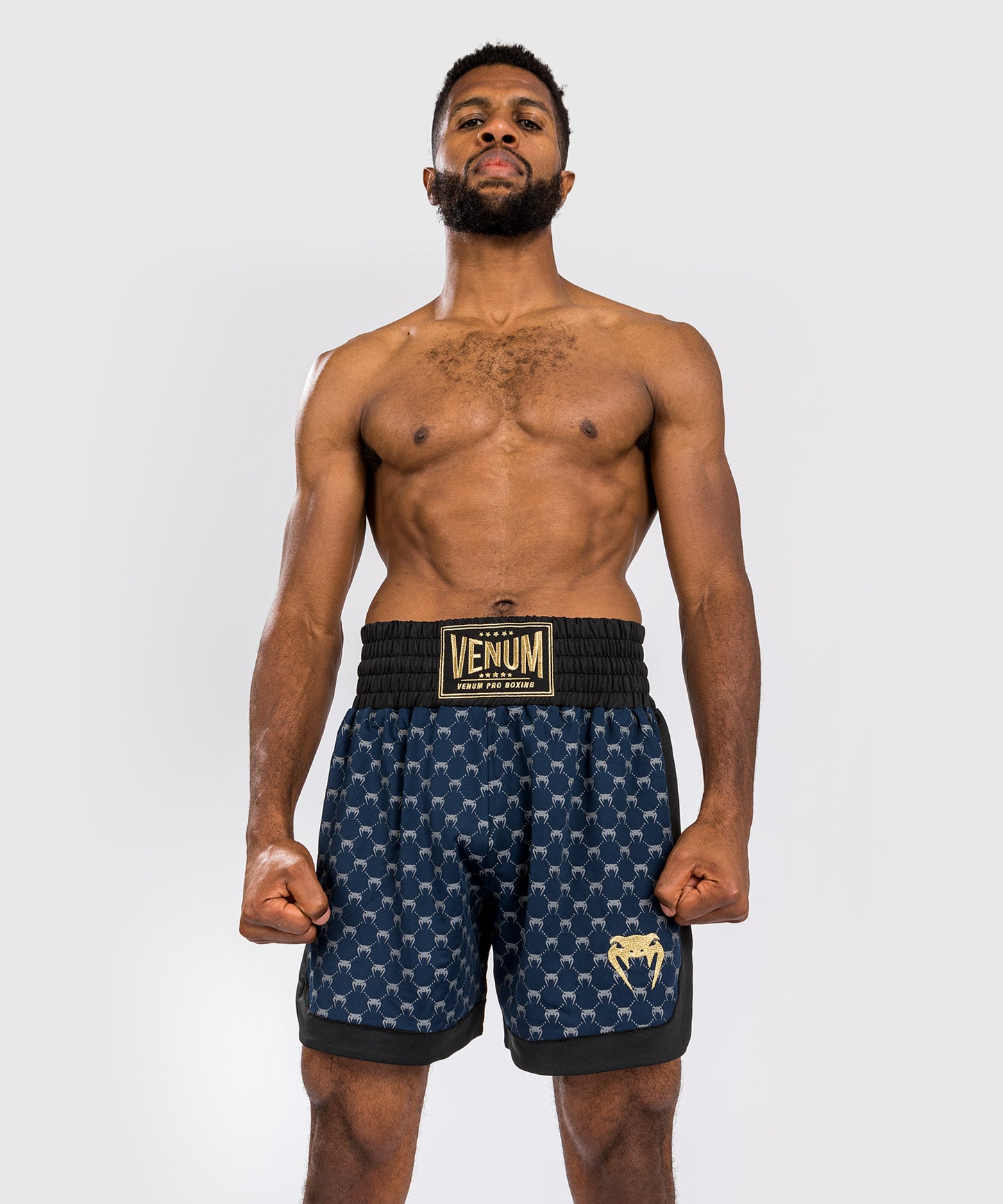 Venum Monogram Boxing Shorts - Zwart/Marineblauw