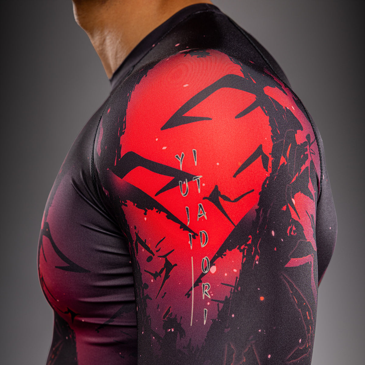 Jujutsu Kaisen x Venum Itadori Rashguard met lange mouwen – Zwart/Rood