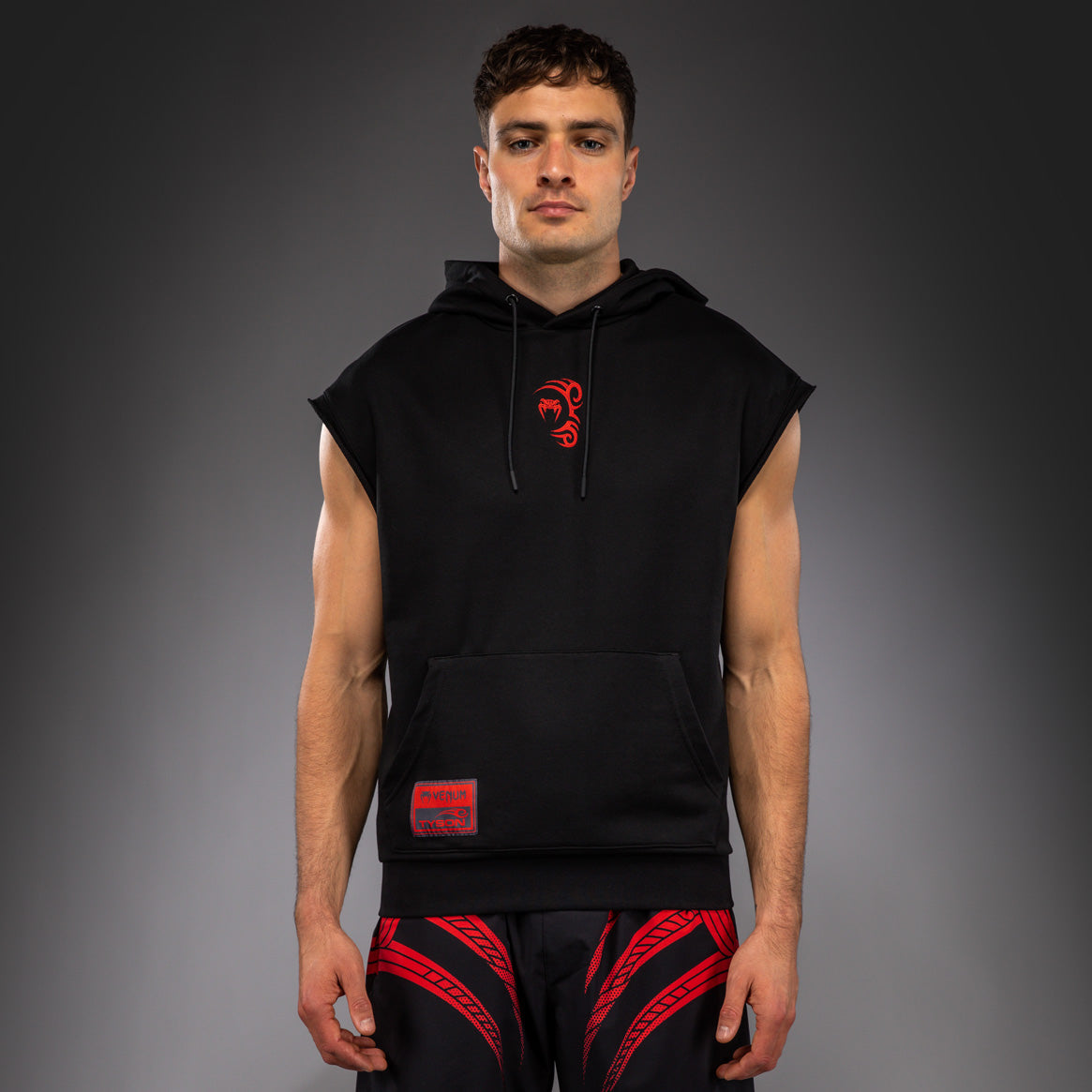 Venum x Mike Tyson Tiger Mouwloze Hoodie - Diep Zwart/Intens Rood