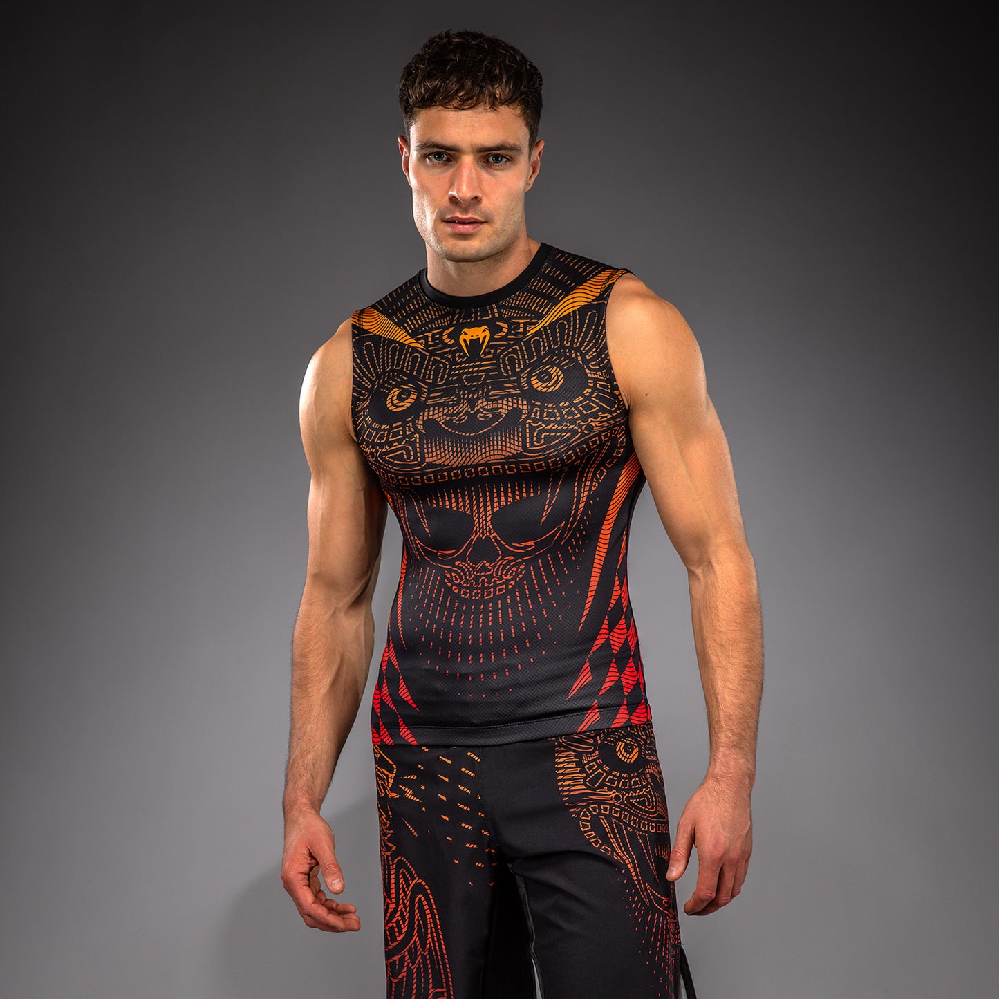 Venum Quetzal Fury Mouwloos Rashguard - Zwart/Fury Rood/Tangerine