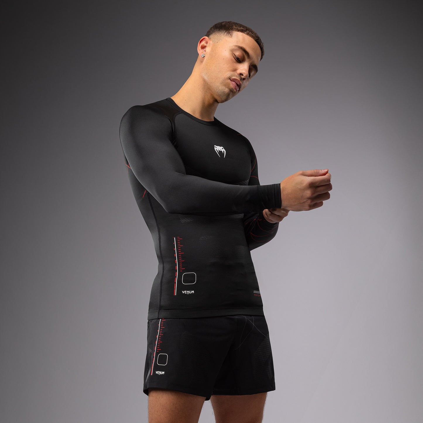 Venum Tactical XT Heren-Rashguard met lange mouwen - Zwart/Vuurrood