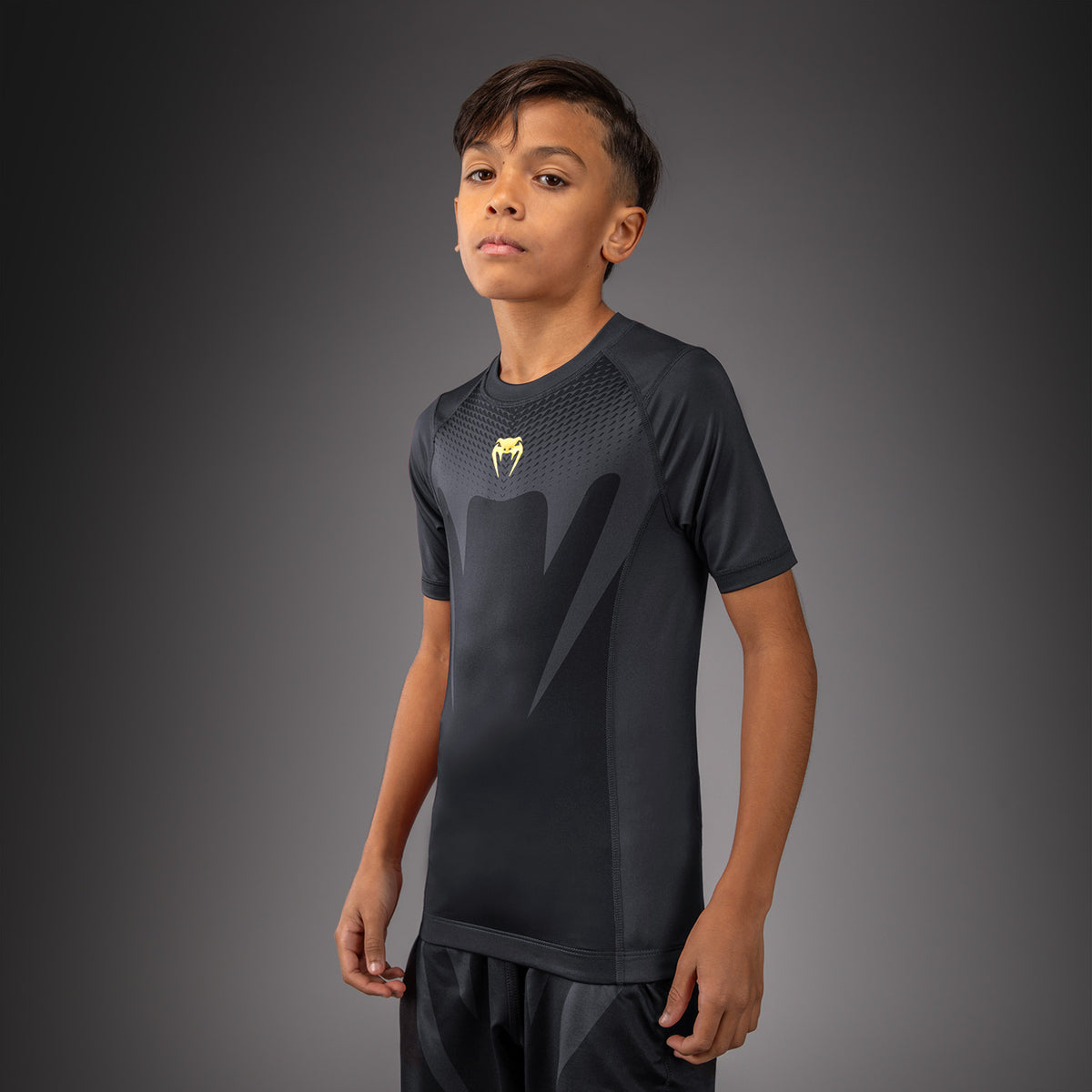 Venum Attack Rashguard met korte mouwen voor kinderen - Zwart/Goud