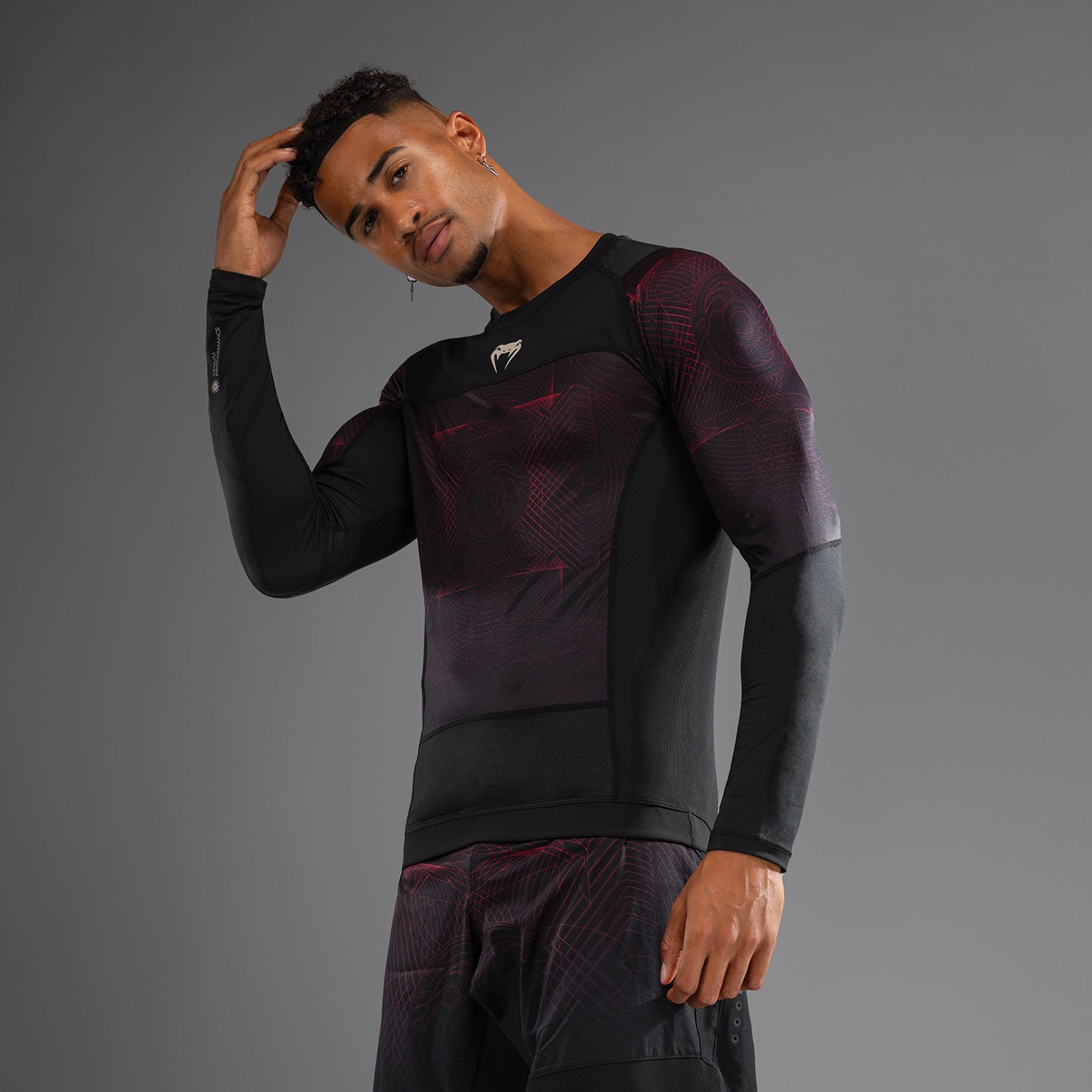 Venum G-Fit Air Lange Mouw Rashguard Heren - Diepzwart / Vuurrood